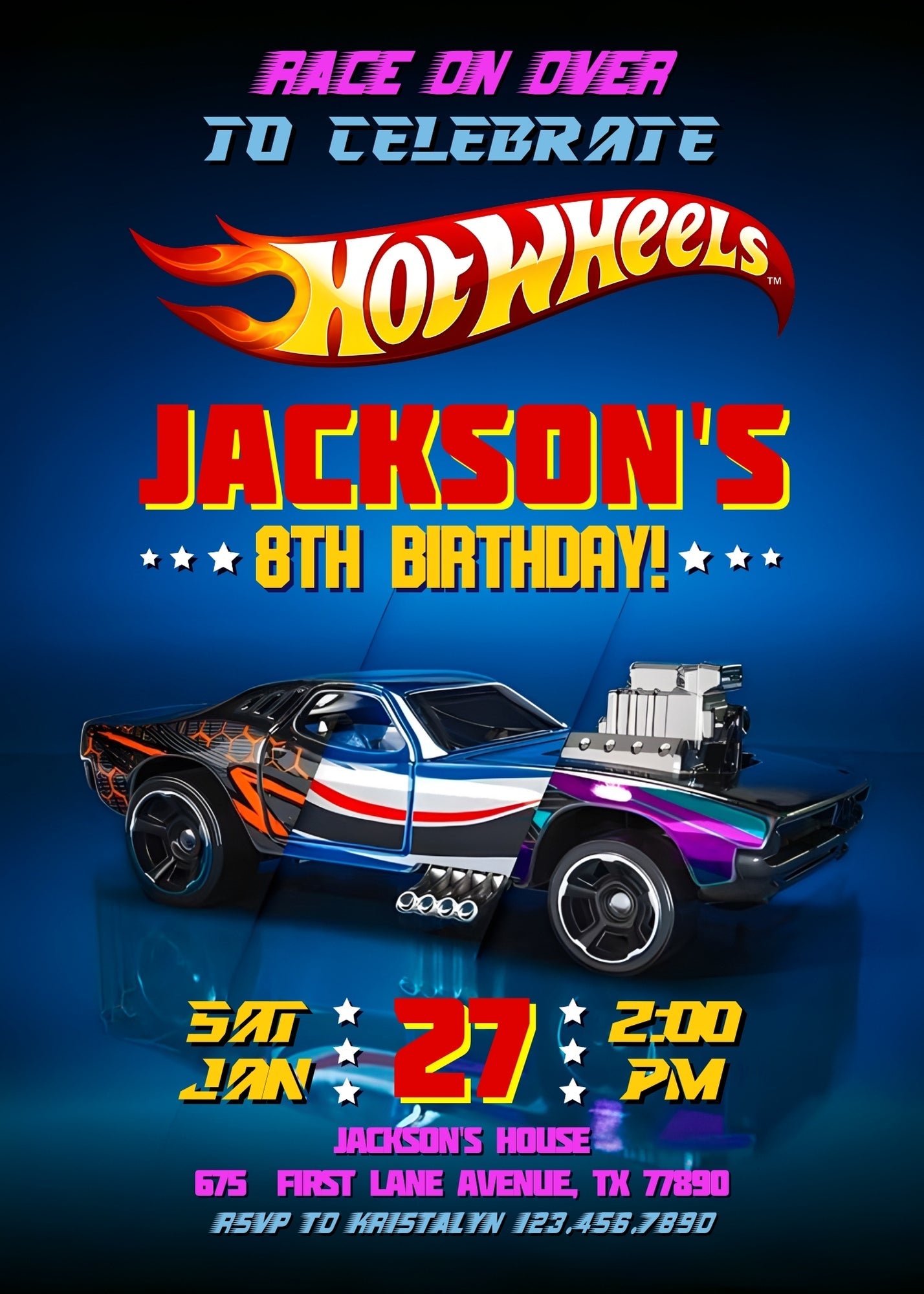 Hot Wheels Racing customizable invitation template | Share or Print | boy | IM402