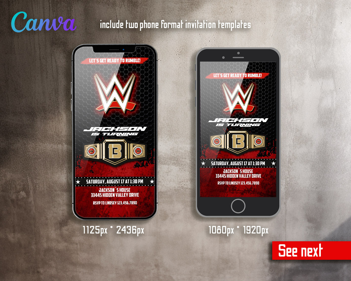 Wrestling WWE WrestleMania customizable invitation template | Share or Print | boy | HA090