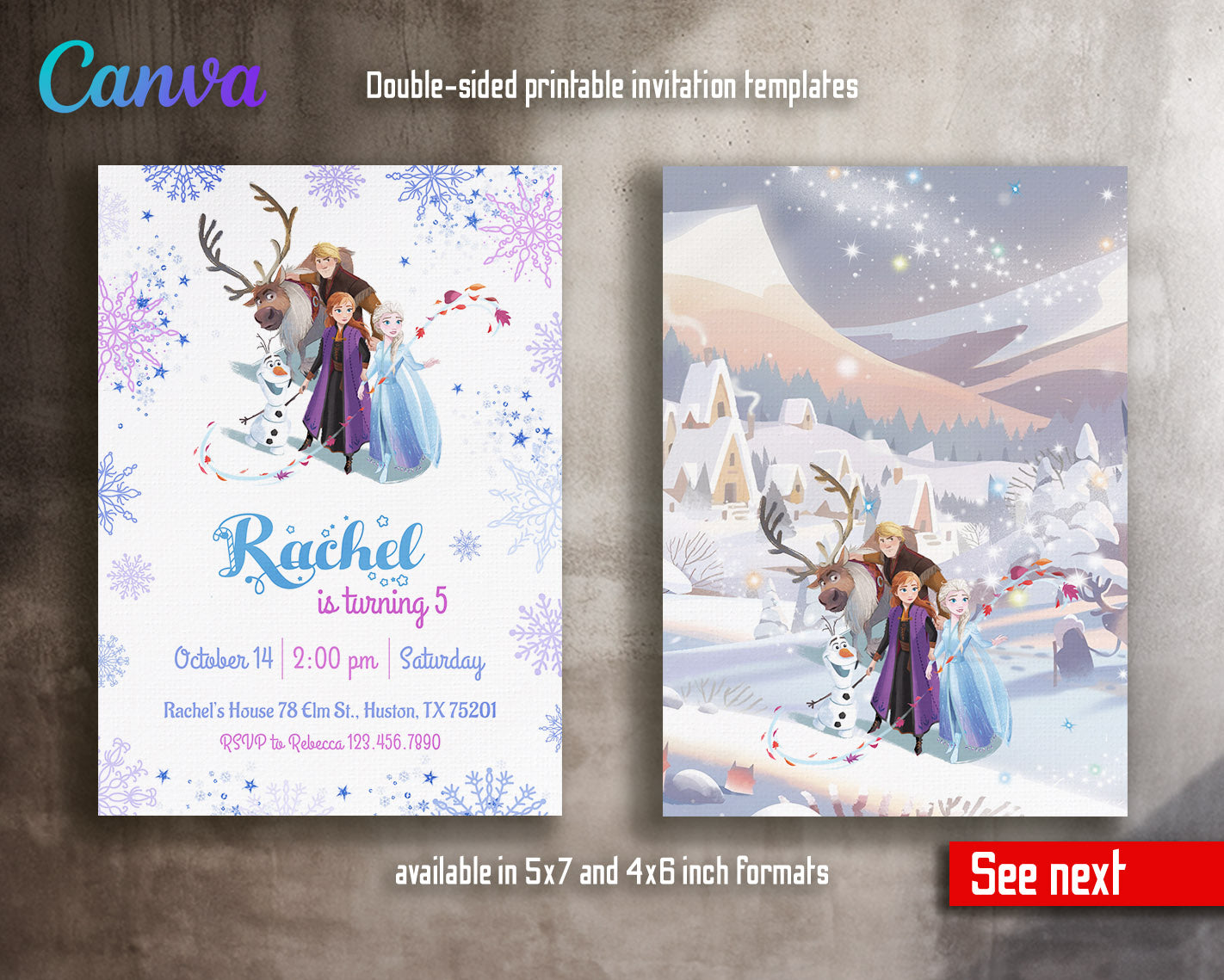 Frozen Elsa customizable invitation template | Share or Print | girl | QS151