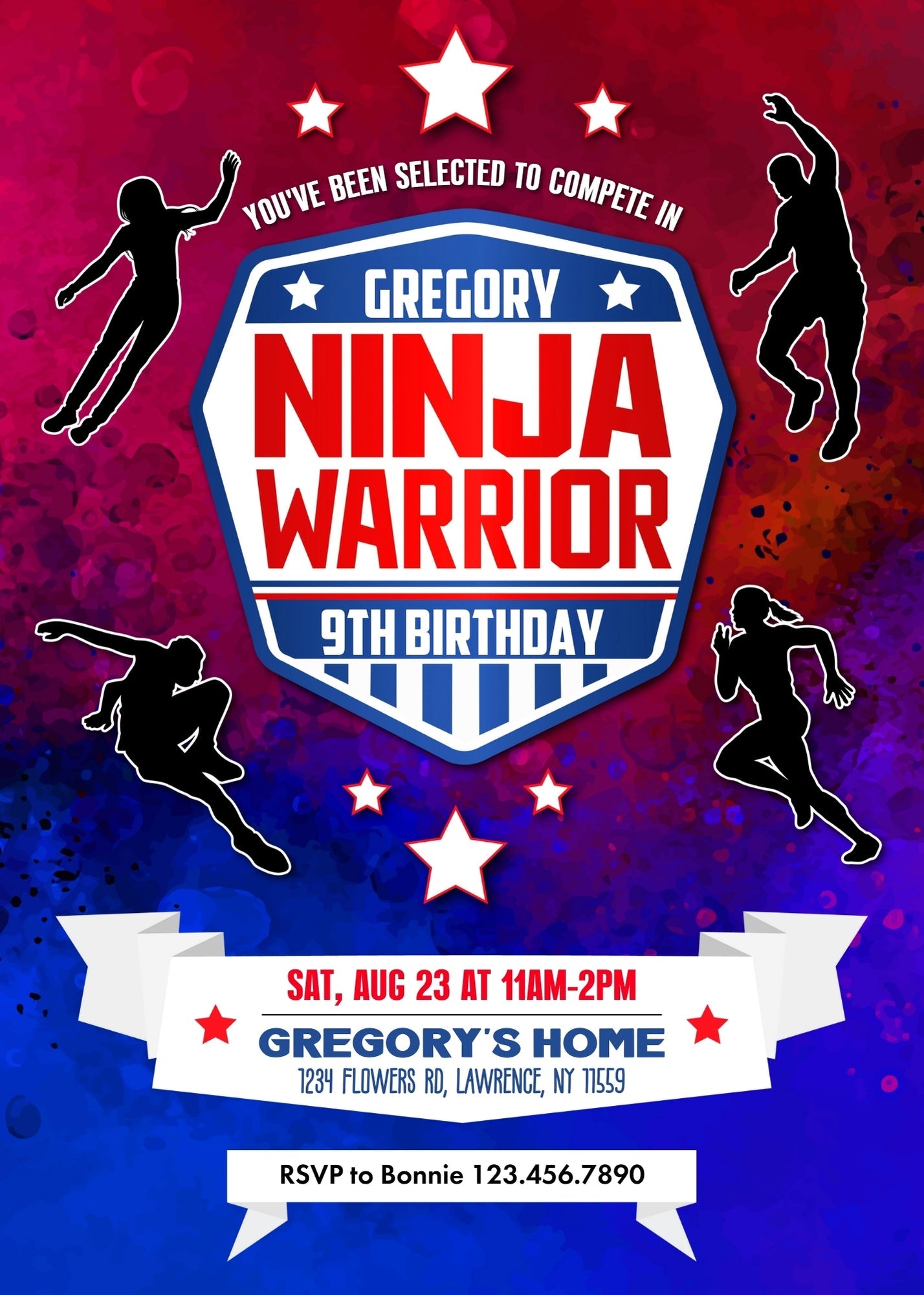 American Ninja Warrior customizable invitation template | Share or Print | | IC899