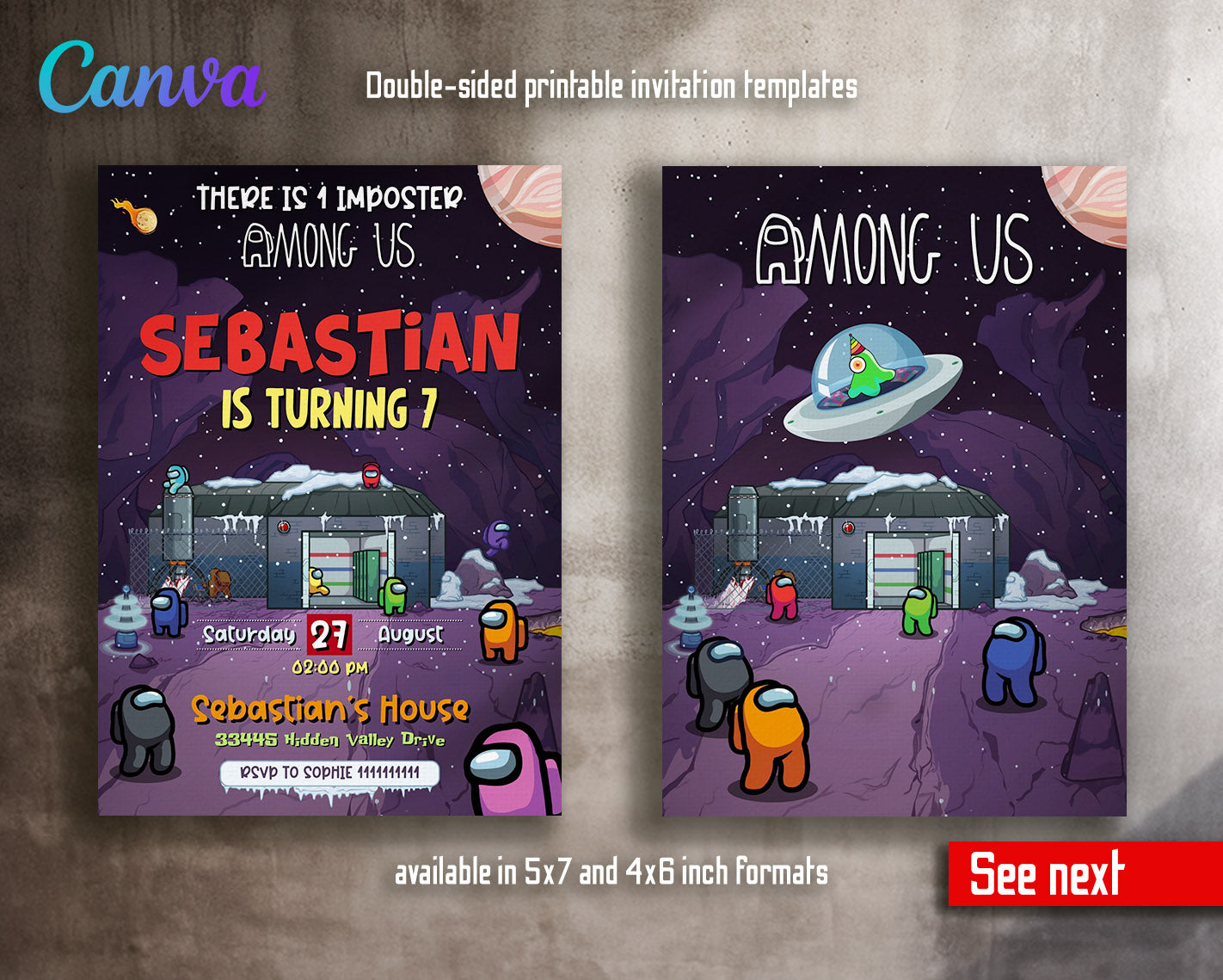 Among Us Gamer customizable invitation template | Share or Print | | DT913