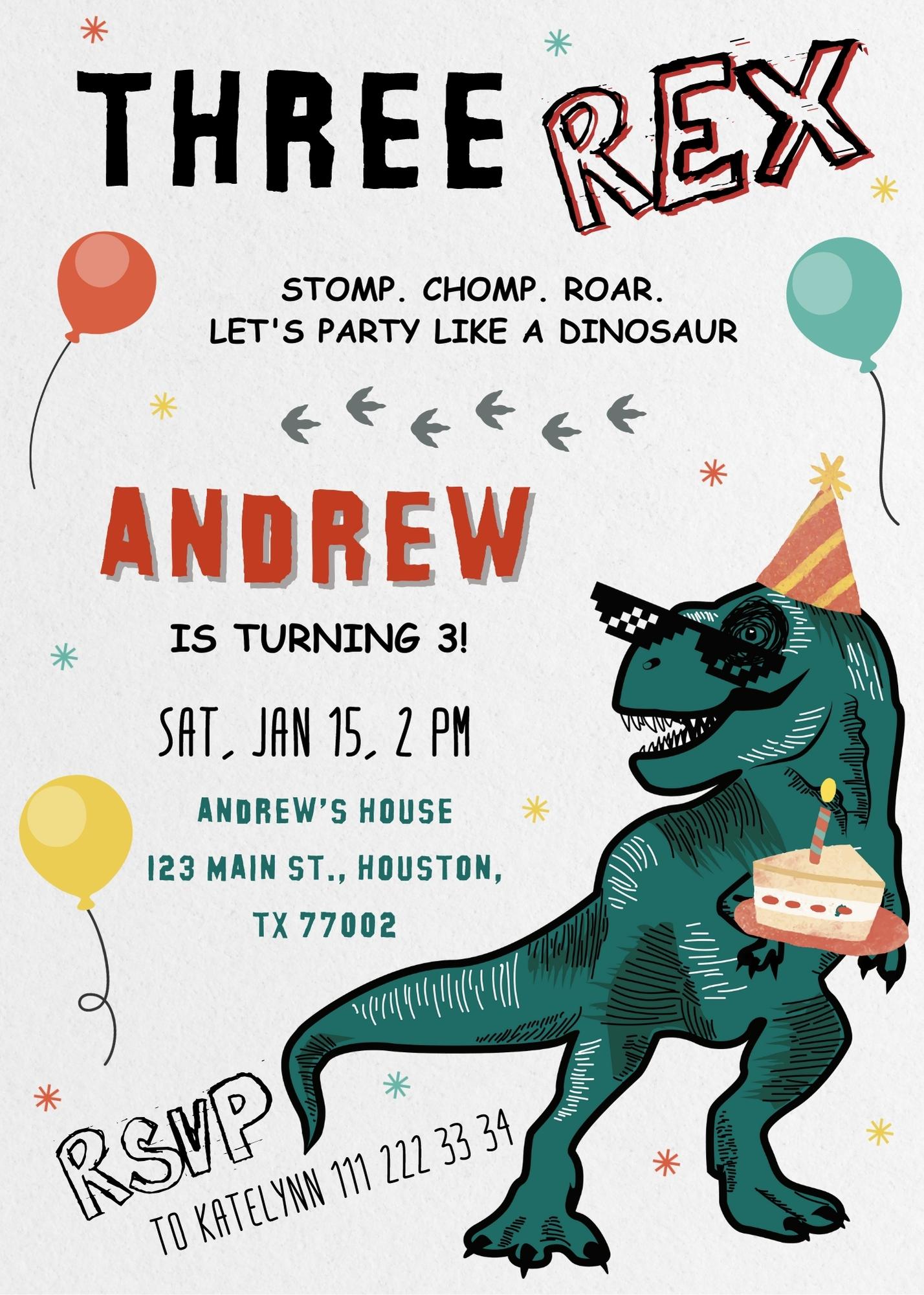 Dinosaur T-Rex customizable invitation template | Share or Print | | DW832