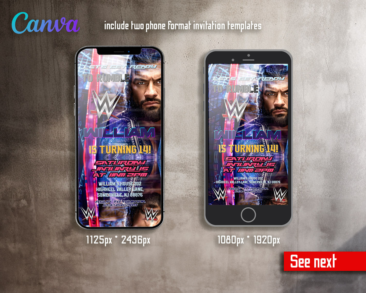 Wrestling WWE WrestleMania customizable invitation template | Share or Print | boy | FQ587