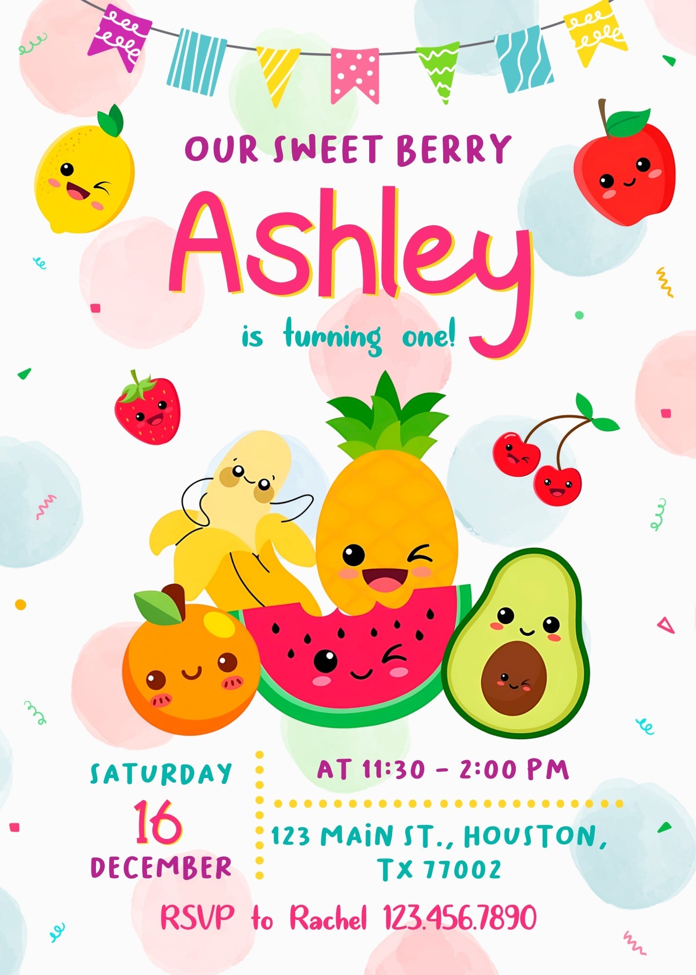 Hey Bear Sensory Dancing Fruits customizable invitation template | Share or Print | | YV896