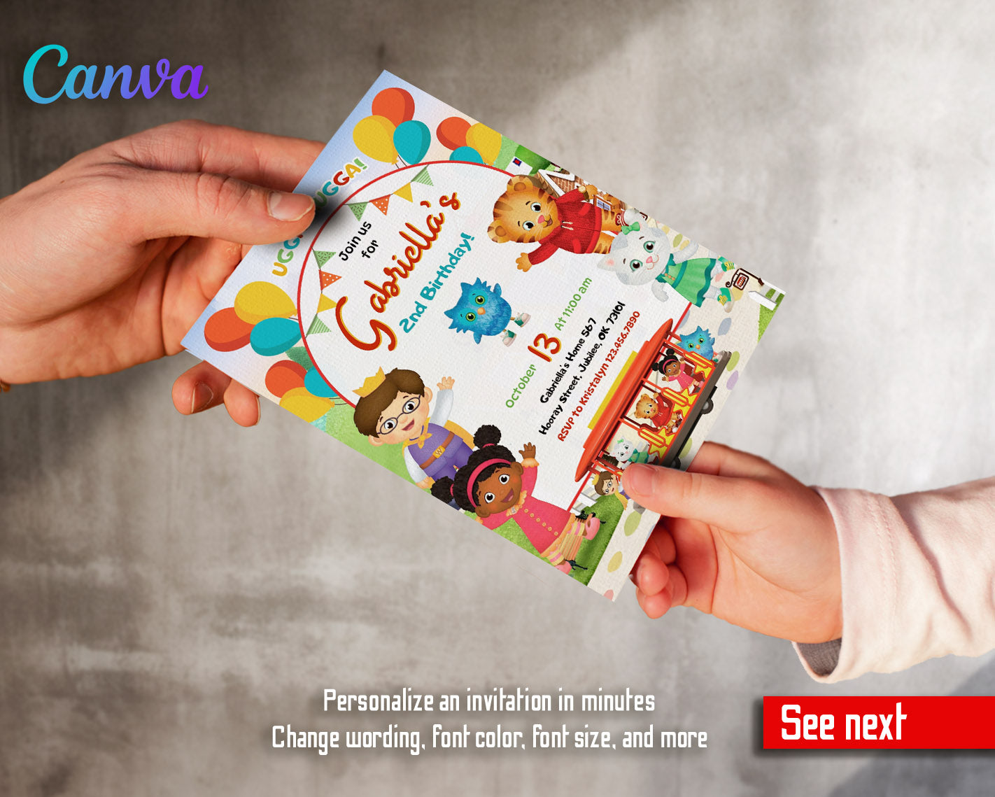 Daniel Tiger's Neighborhood customizable invitation template | Share or Print | | PX831