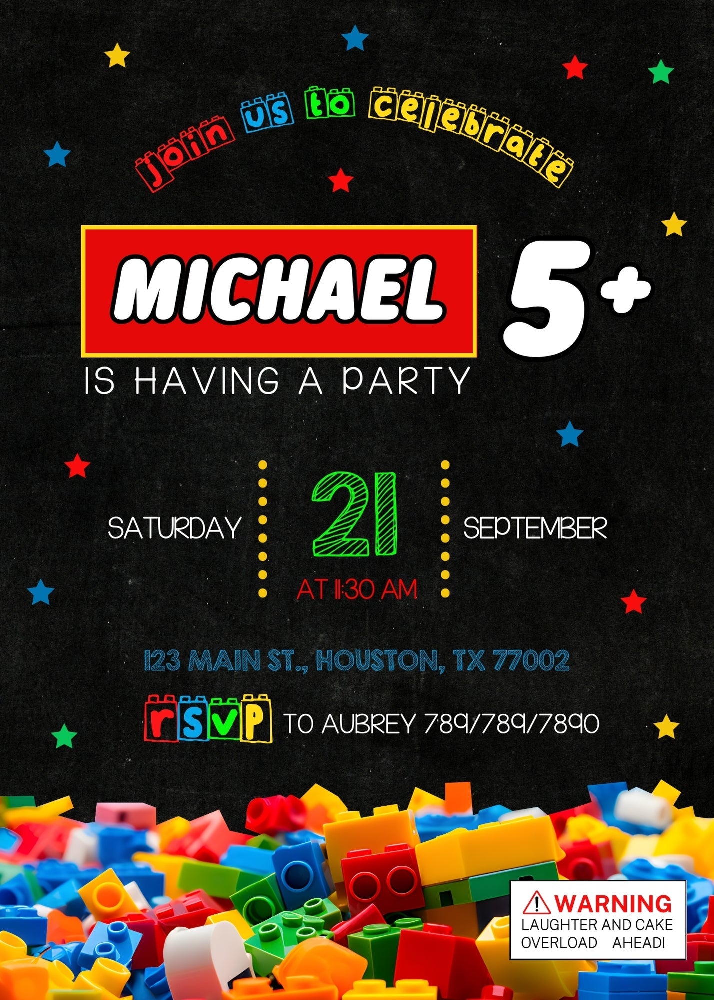 Lego customizable invitation template | Share or Print | | MY966