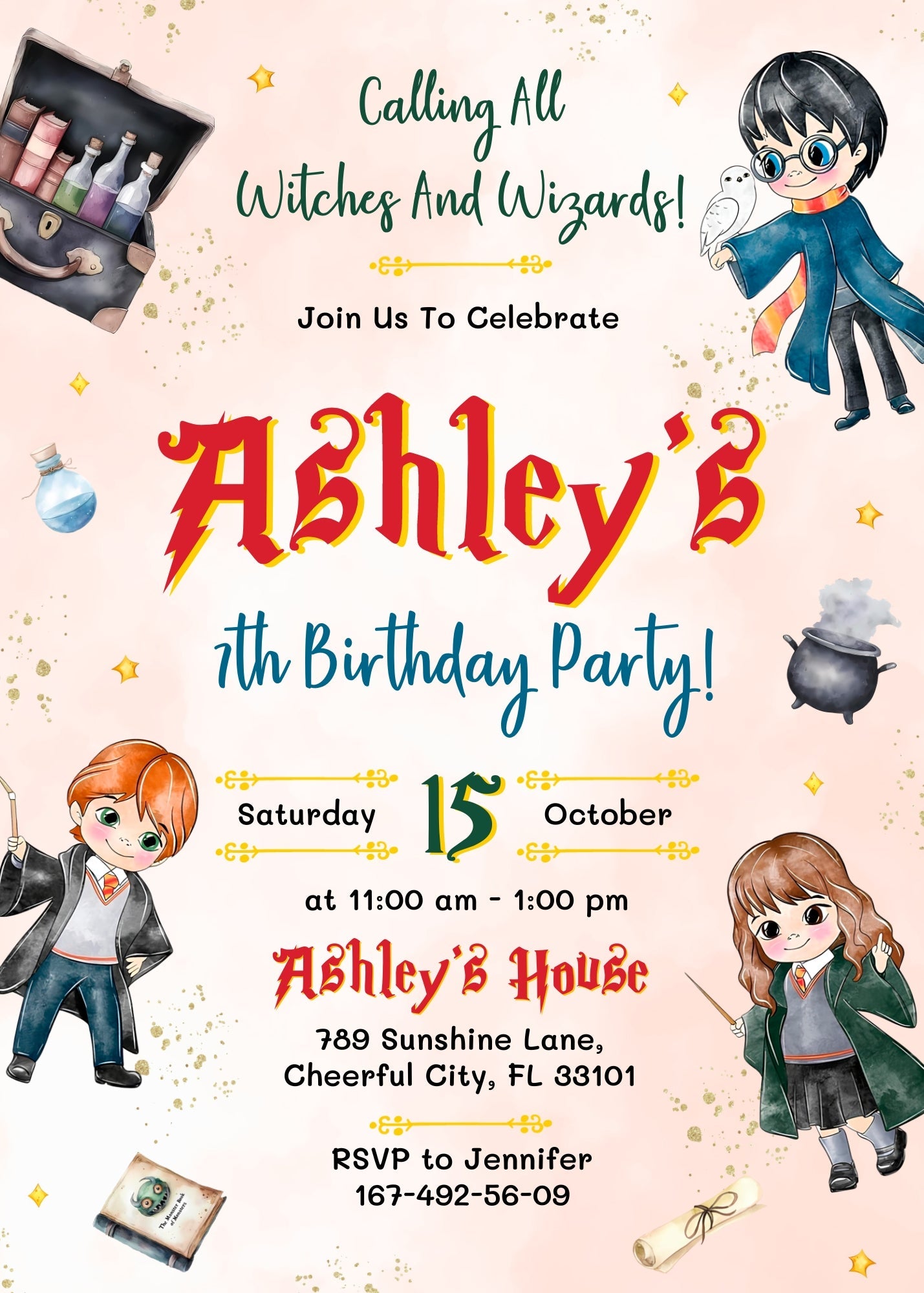Harry Potter customizable invitation template | Share or Print | | IQ988