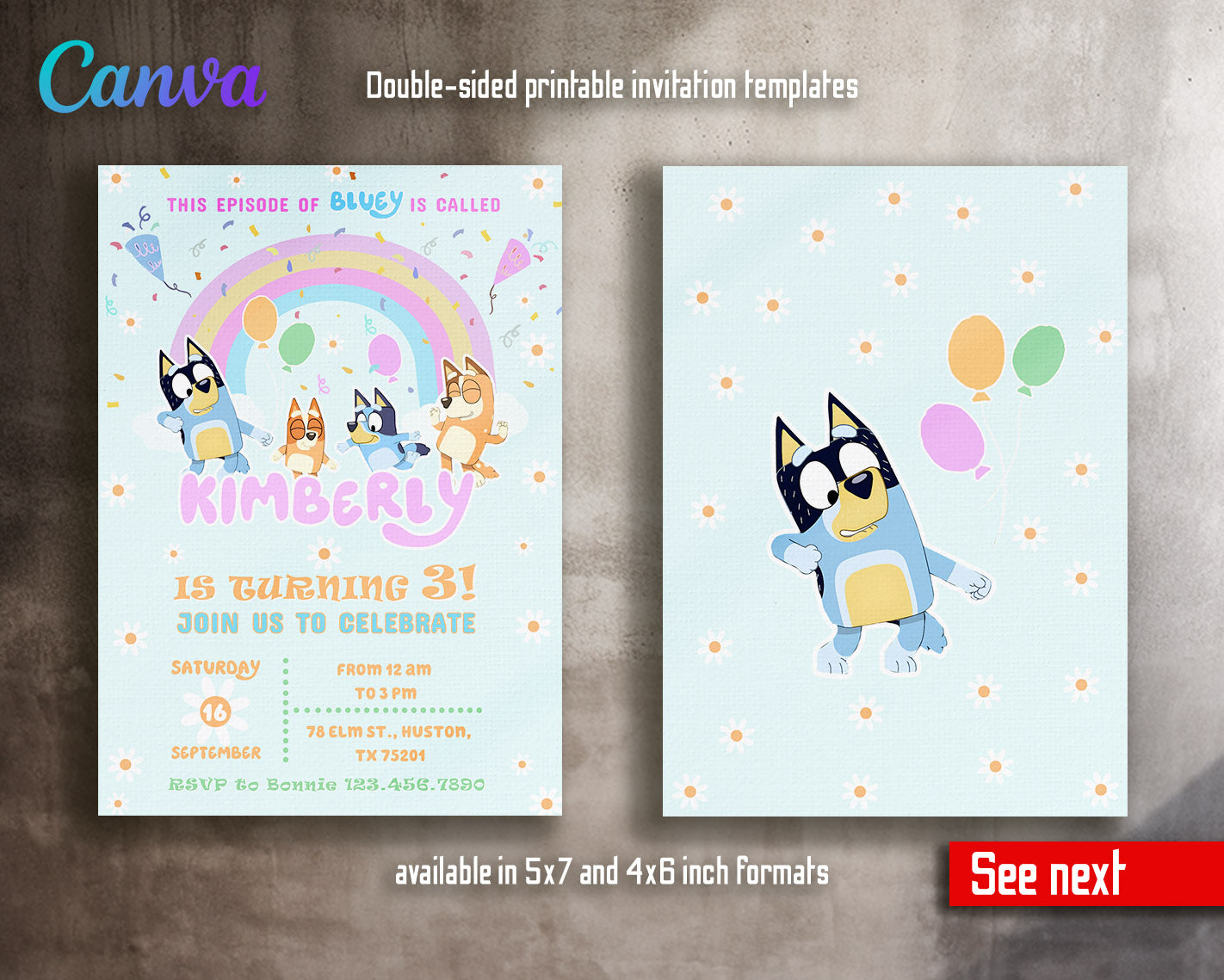 Bluey Bingo customizable invitation template | Share or Print |  | TQ010