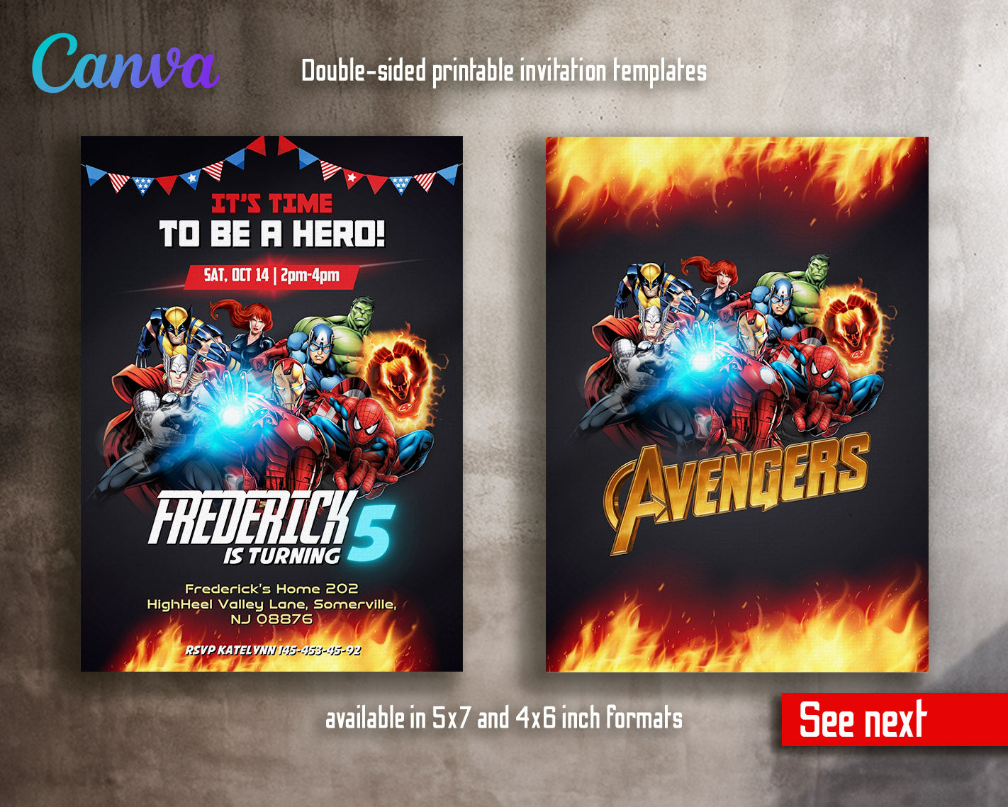 Avengers Marvel Superhero customizable invitation template | Share or Print | boy | AZ793