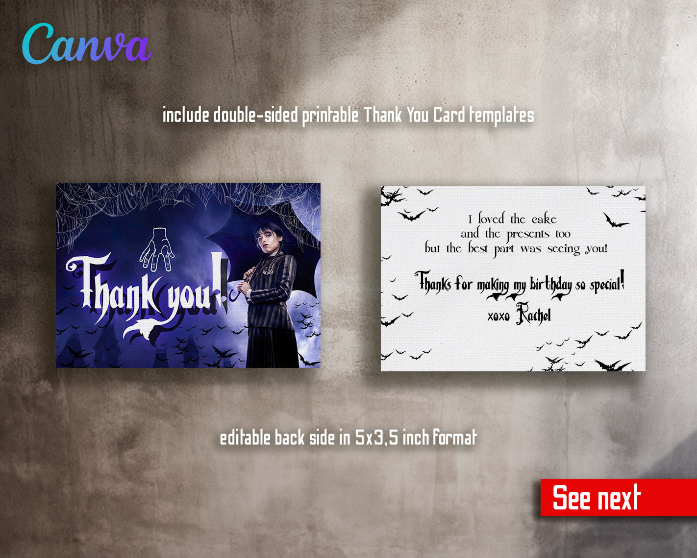 Wednesday Addams customizable invitation template | Share or Print | girl | QR382