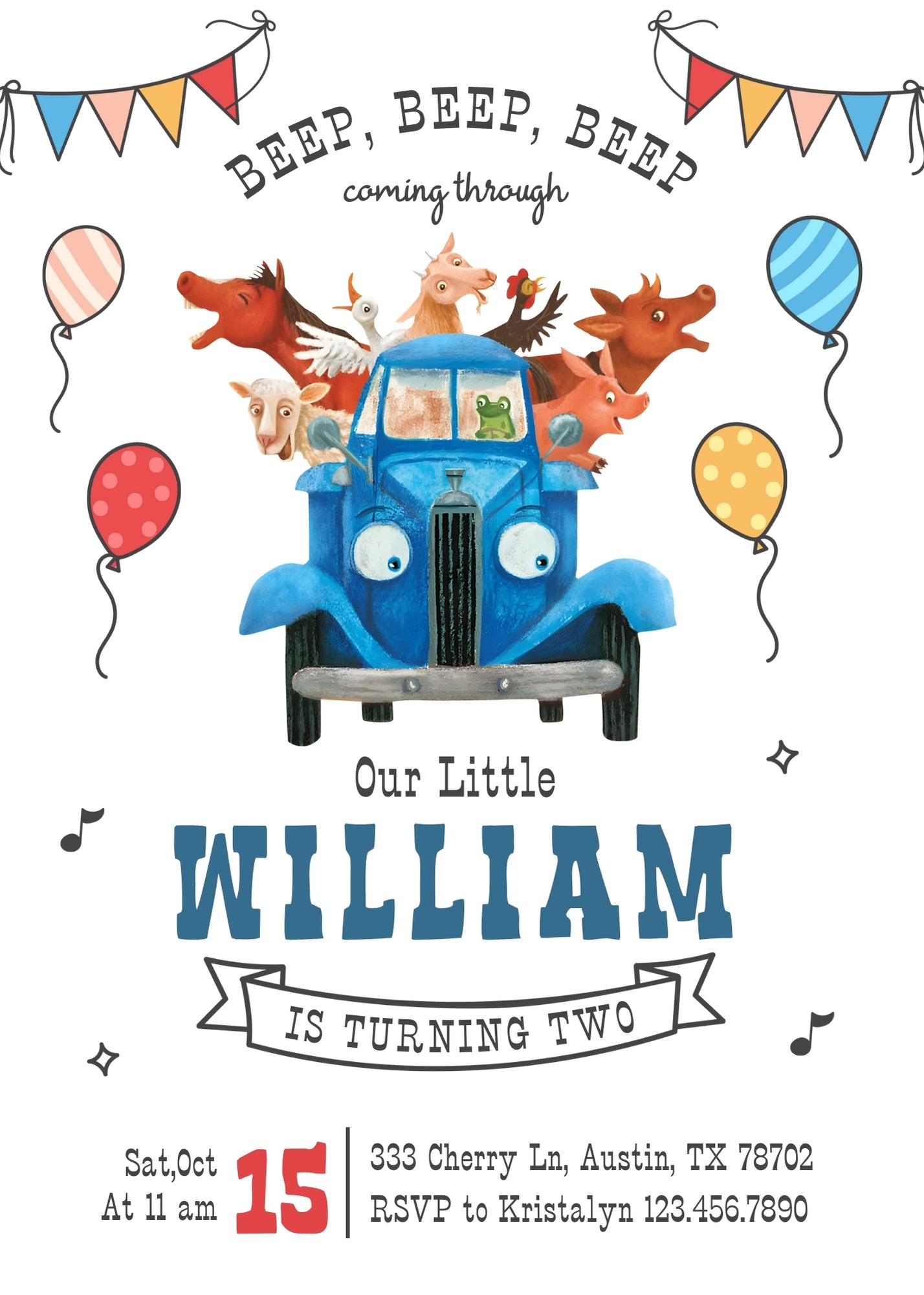 Little Blue Truck customizable invitation template | Share or Print | | ZA825