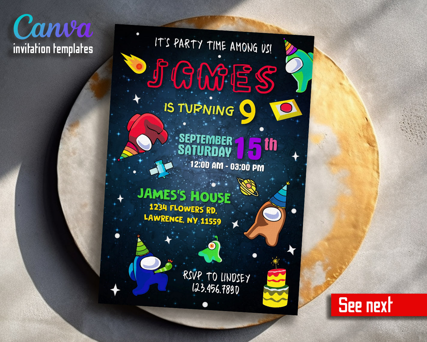Among Us Gamer customizable invitation template | Share or Print | | ZU405