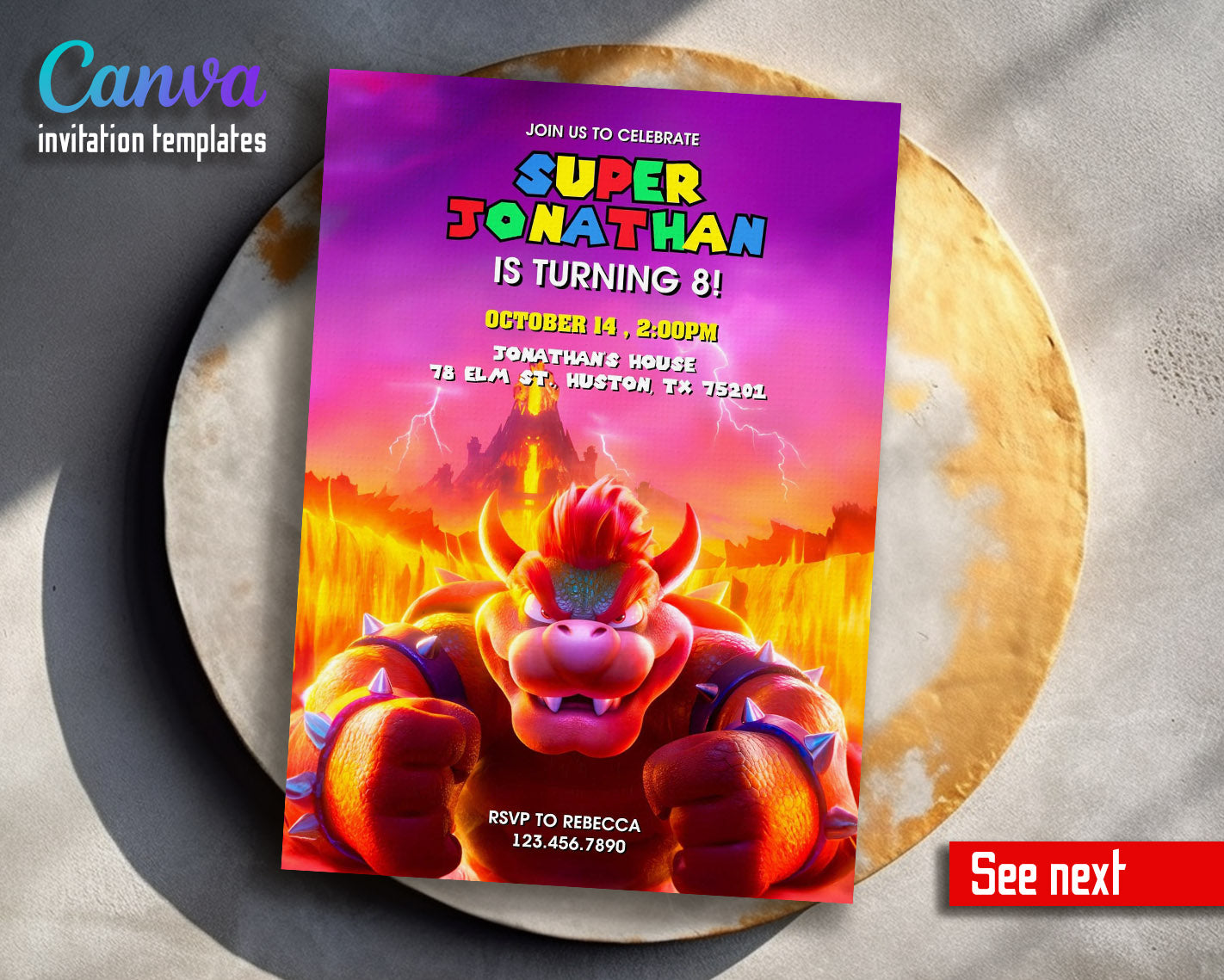 Super Mario Bros customizable invitation template | Share or Print | | CE276