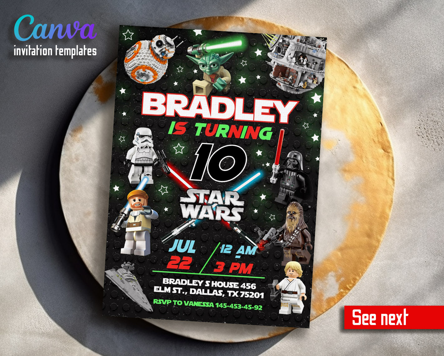 Star Wars Darth Vader Lego Minifigures customizable invitation template | Share or Print | | GG694