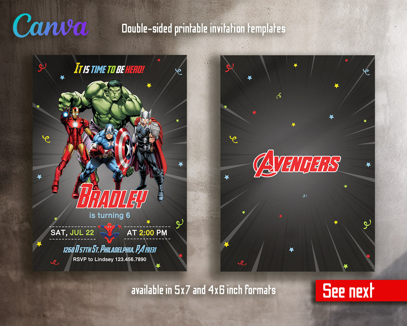 Avengers Marvel Superhero customizable invitation template | Share or Print | boy | JG762