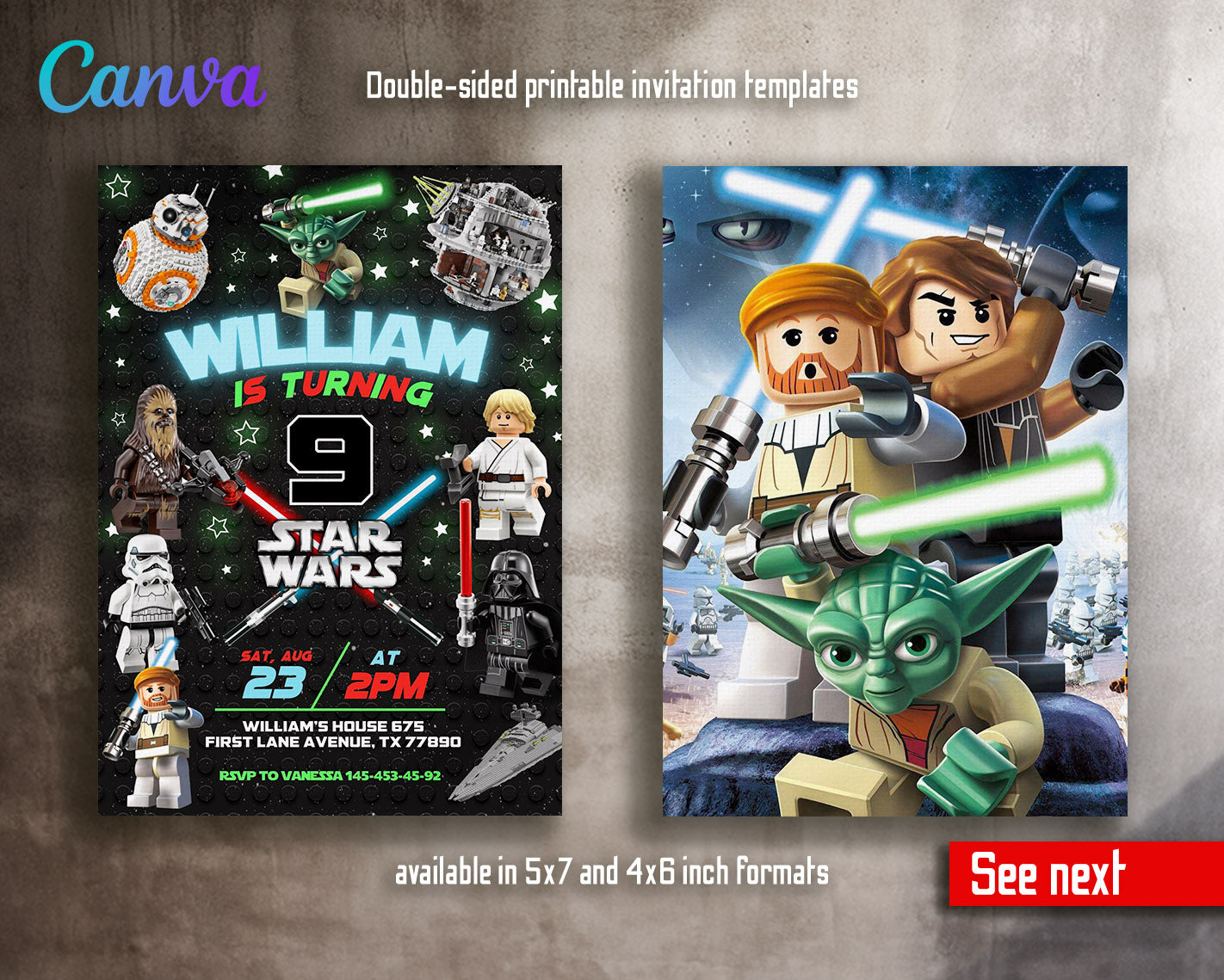 Star Wars Darth Vader Lego Minifigures customizable invitation template | Share or Print | | TM200