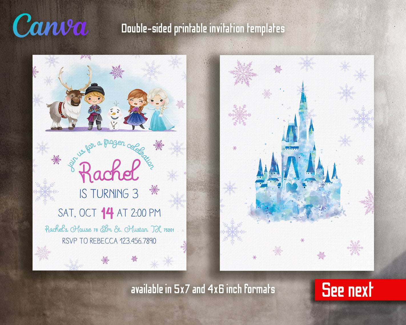 Frozen Elsa customizable invitation template | Share or Print | girl | VC497