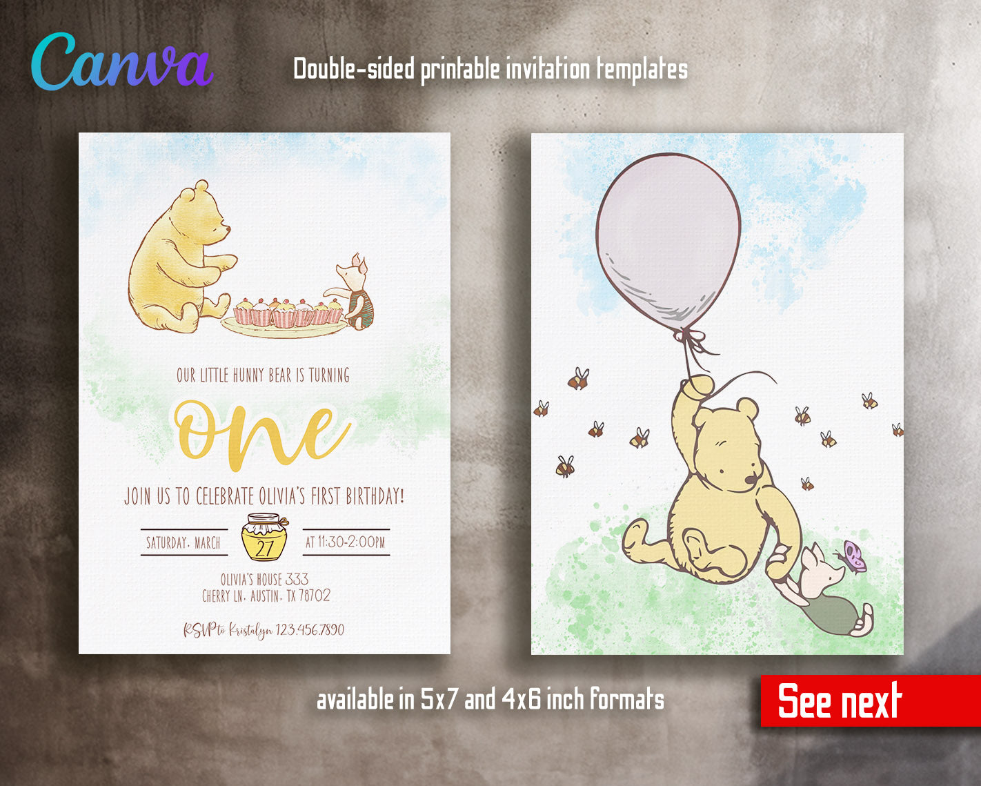 Winnie the Pooh customizable invitation template | Share or Print | | IA620