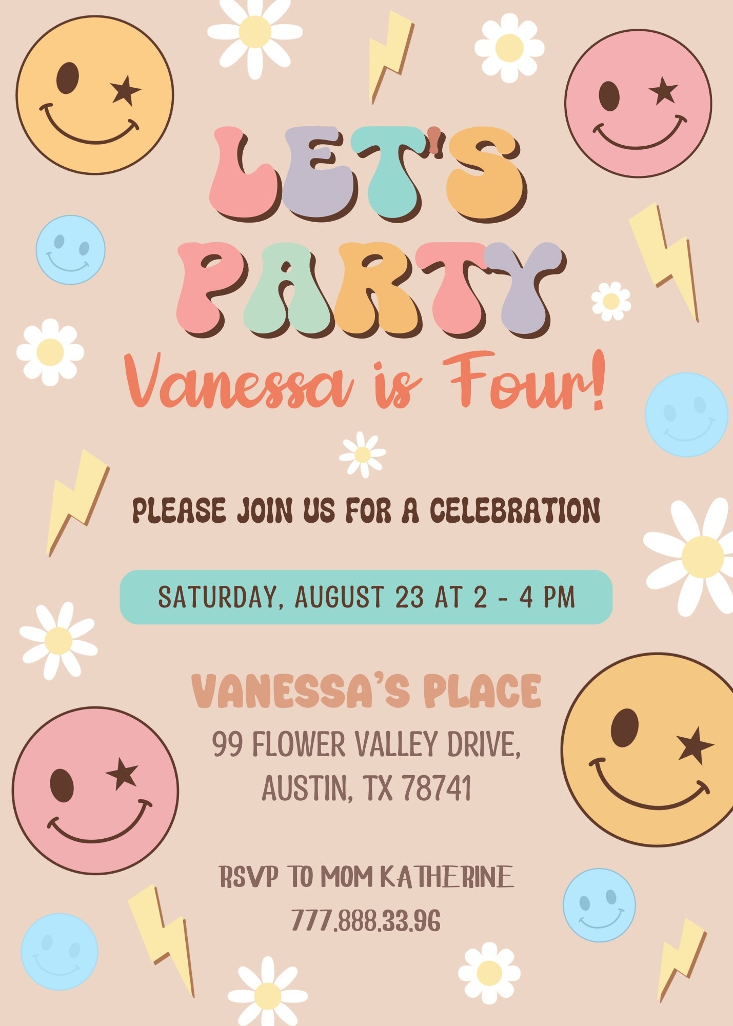 Smiley Face customizable invitation template | Share or Print | | OL468