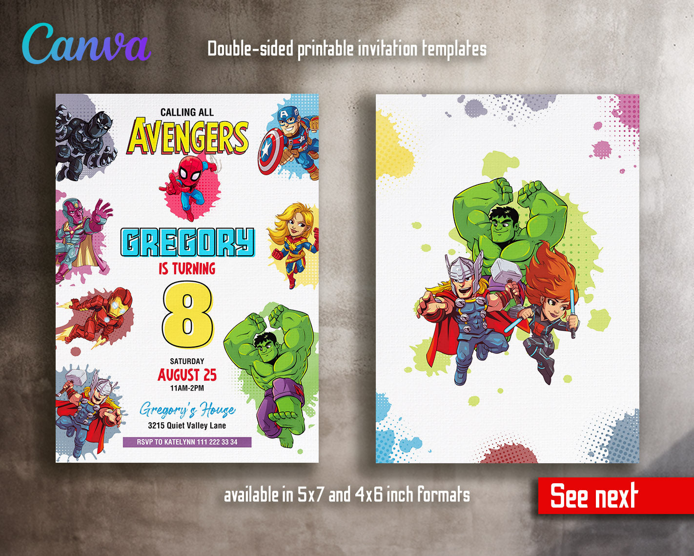 Avengers Marvel Superhero customizable invitation template | Share or Print | boy | FA876
