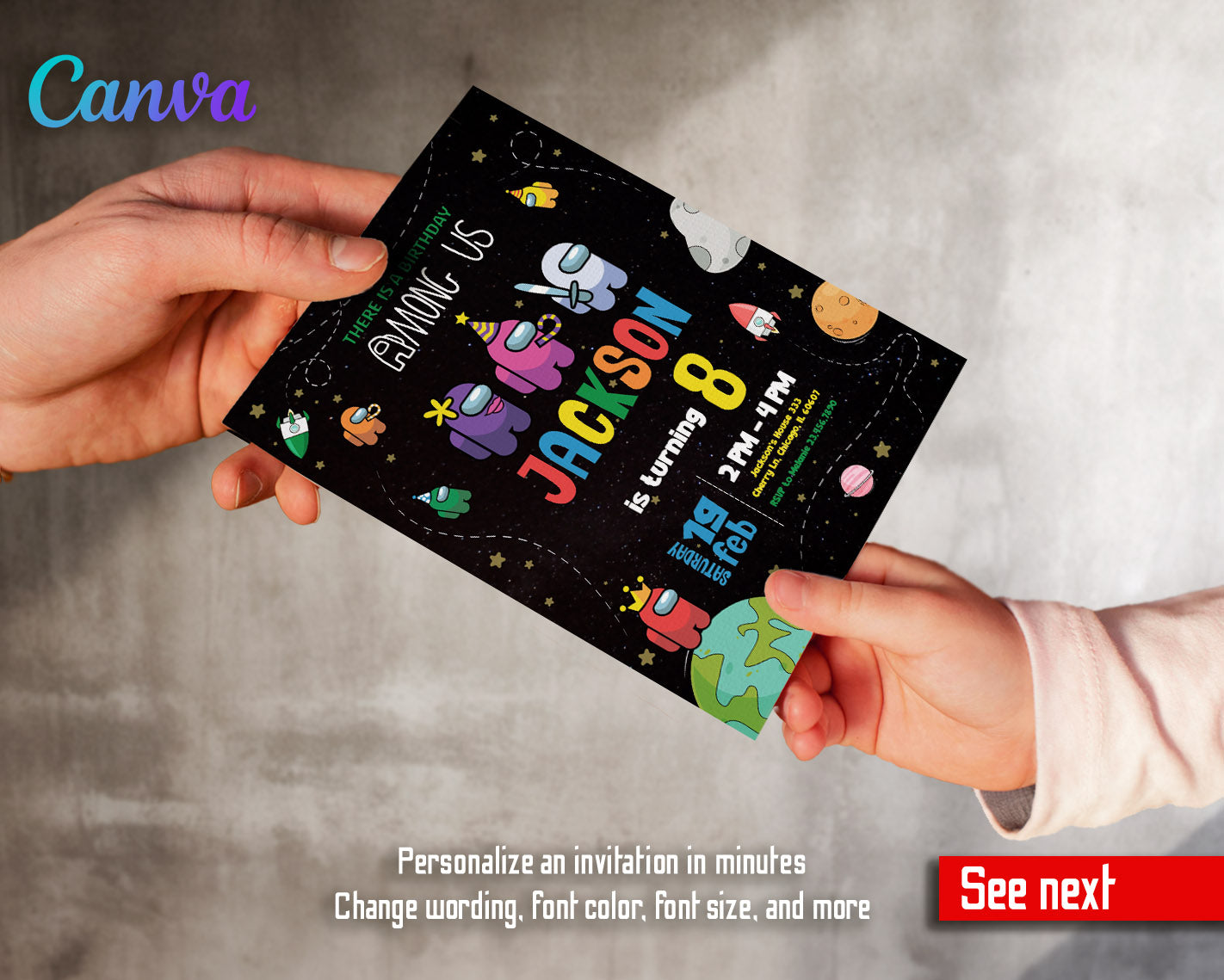 Among Us Gamer customizable invitation template | Share or Print | | RD787