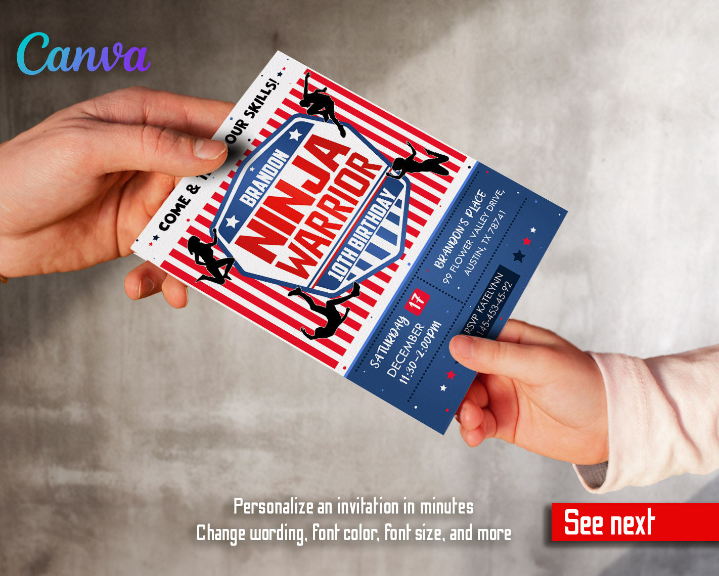 American Ninja Warrior customizable invitation template | Share or Print | | DM989