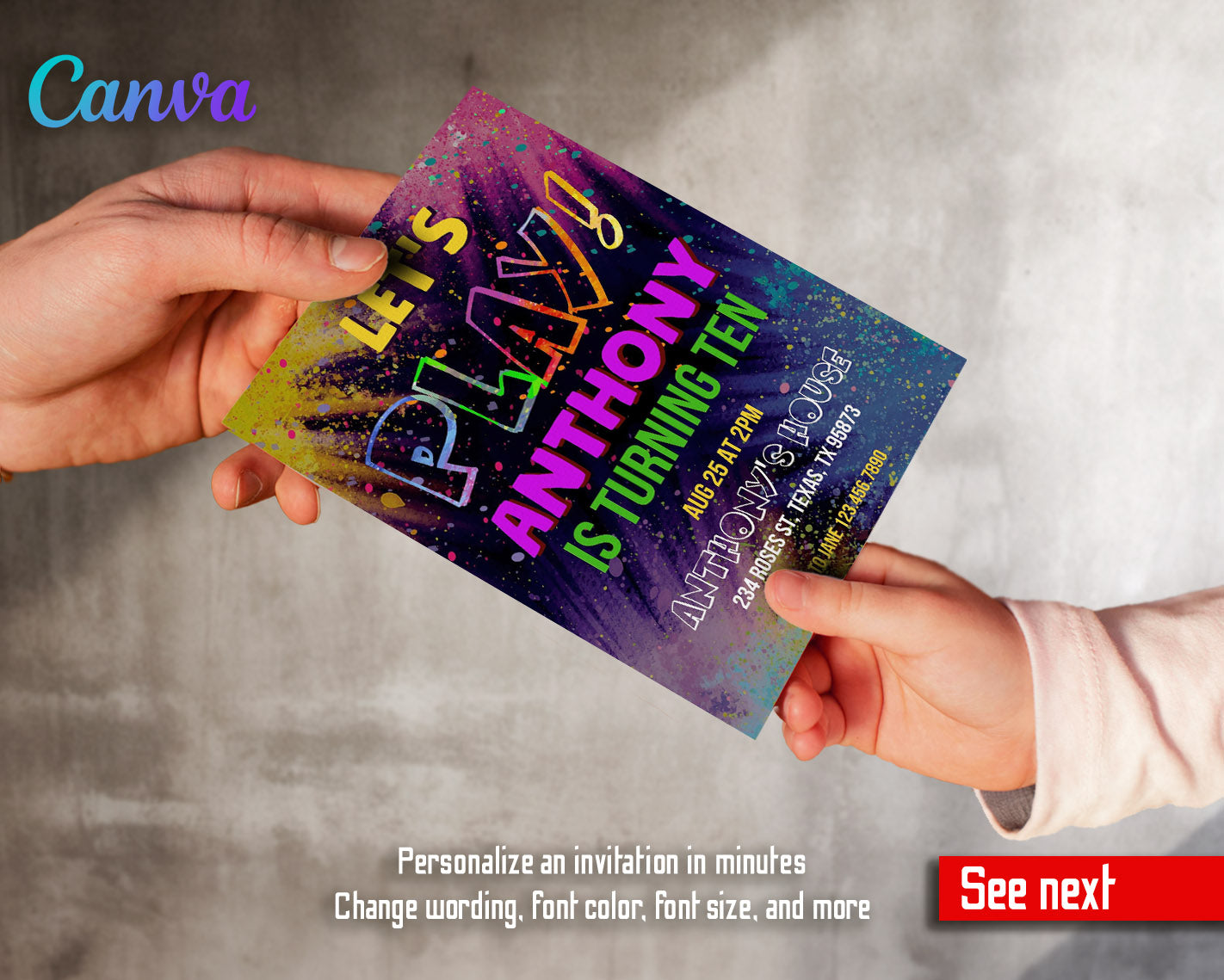 Play Party Gamer customizable invitation template | Share or Print | | QH417