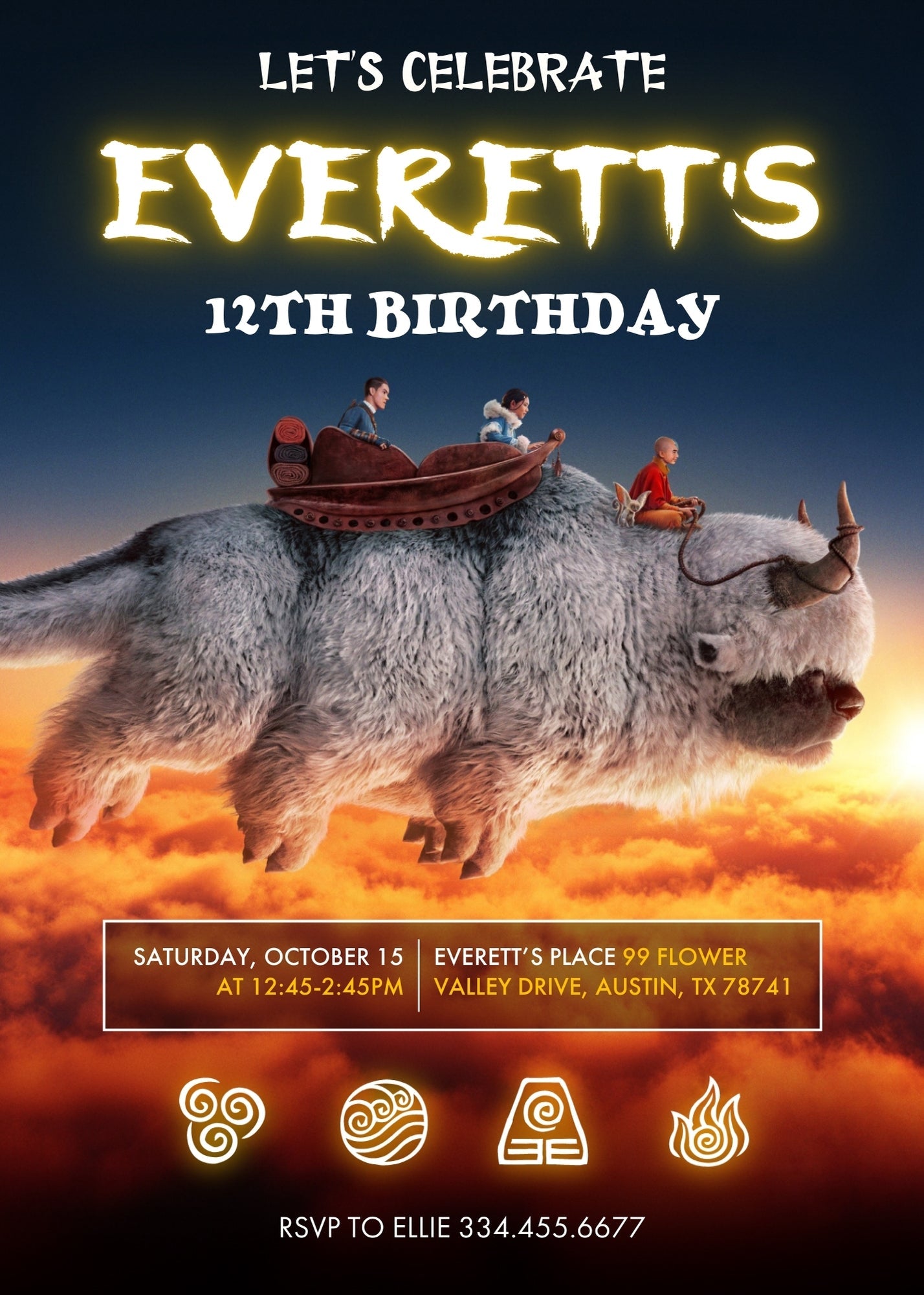Avatar The Last Airbender customizable invitation template | Share or Print | | HD937
