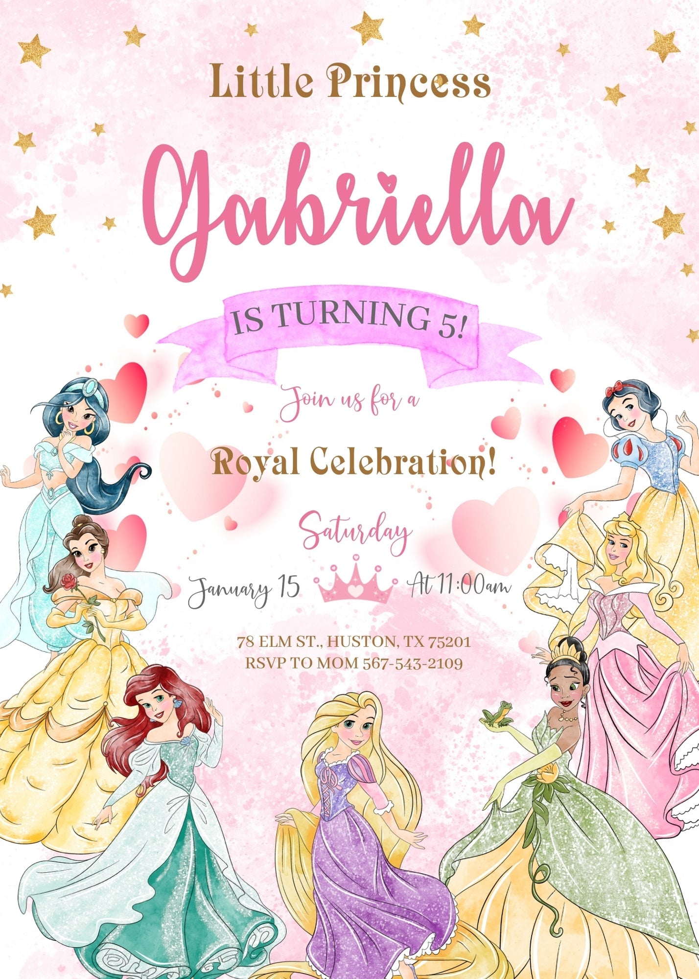 Disney Princess customizable invitation template | Share or Print | girl | CR898