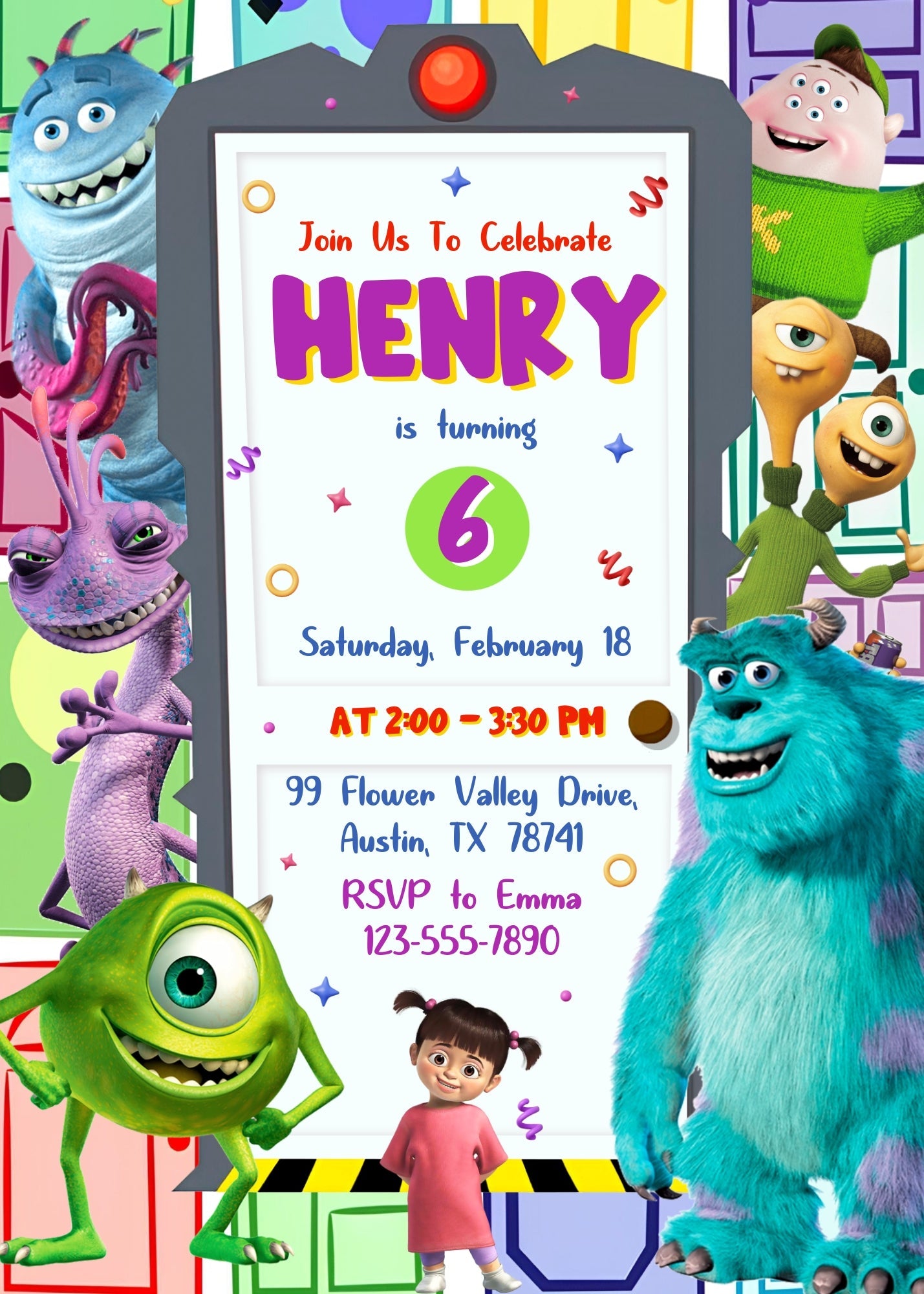 Monsters, Inc. customizable invitation template | Share or Print | | RL122