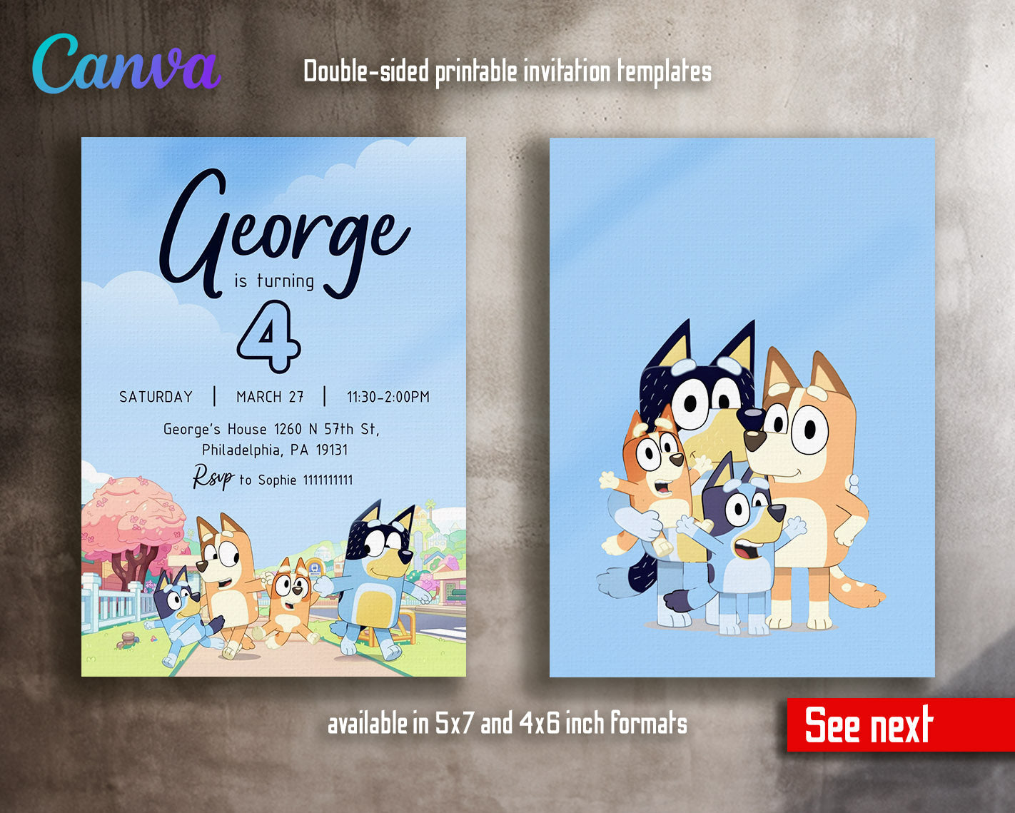 Bluey Bingo customizable invitation template | Share or Print |  | NM866