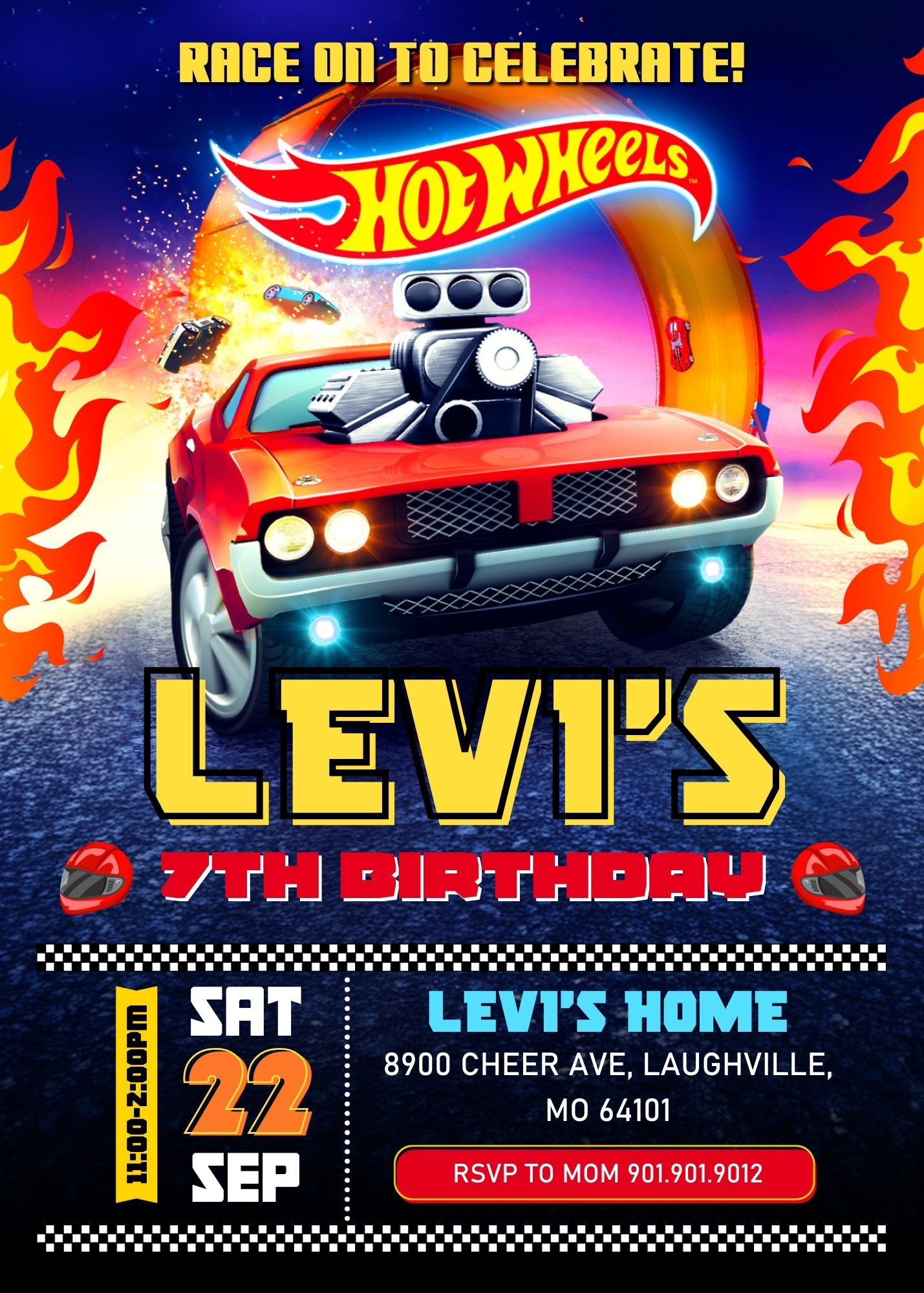 Hot Wheels Racing customizable invitation template | Share or Print | boy | OM311