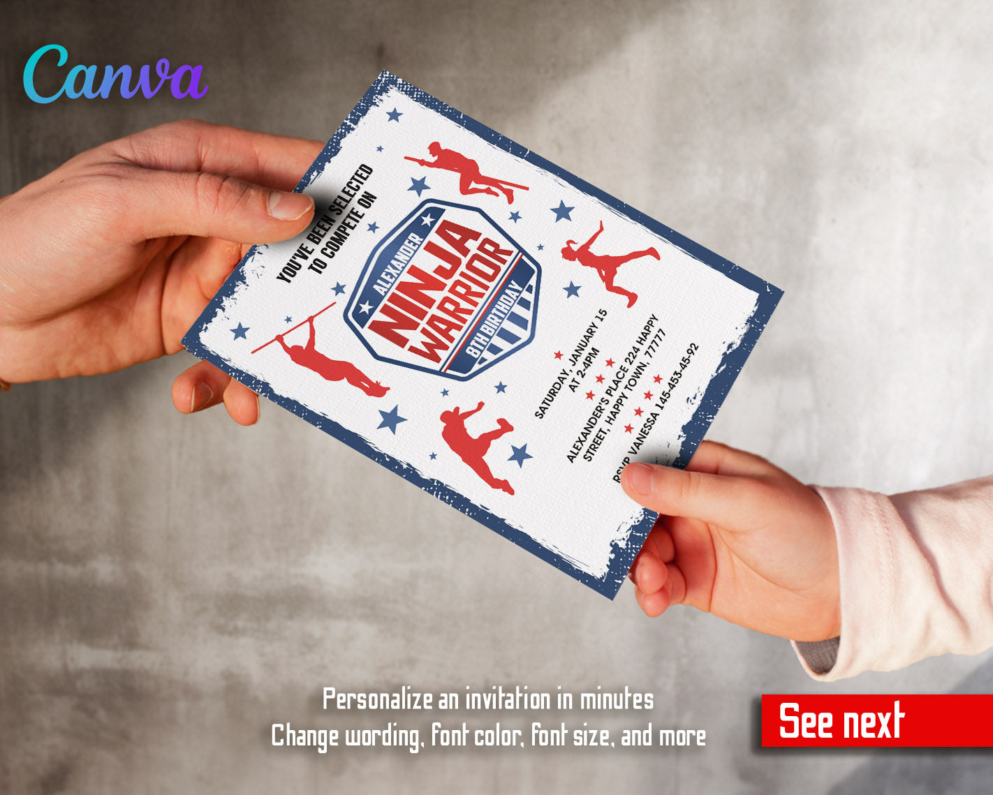 American Ninja Warrior customizable invitation template | Share or Print | | BJ665
