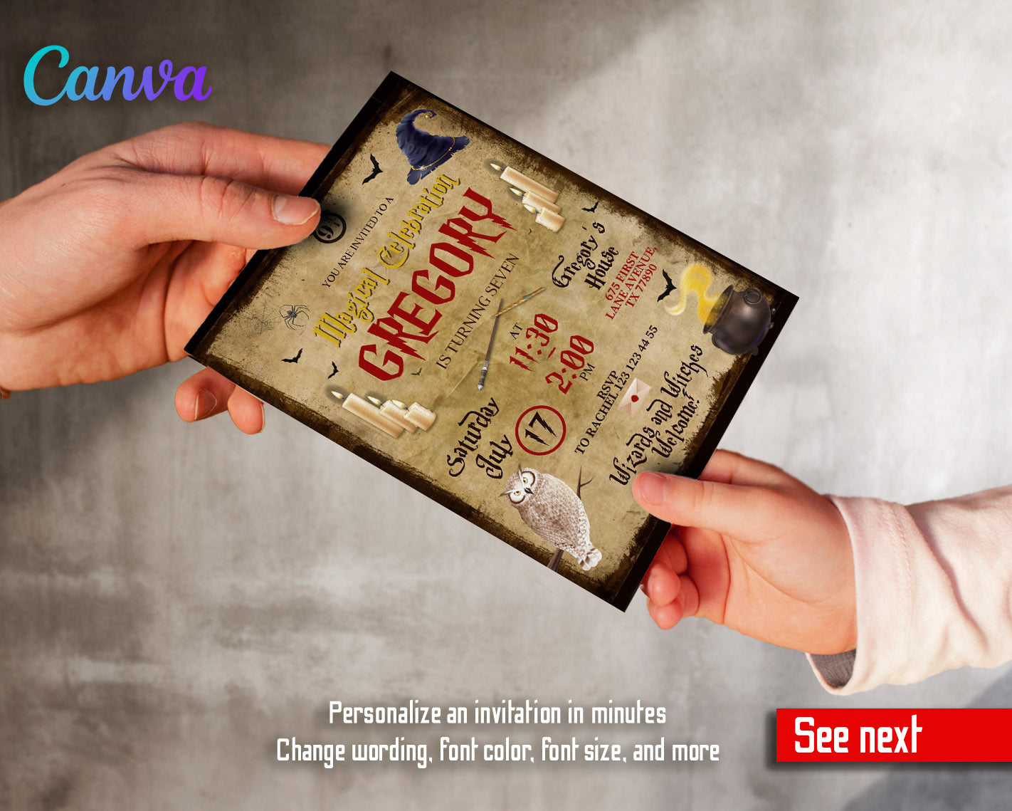 Harry Potter customizable invitation template | Share or Print | | UT083