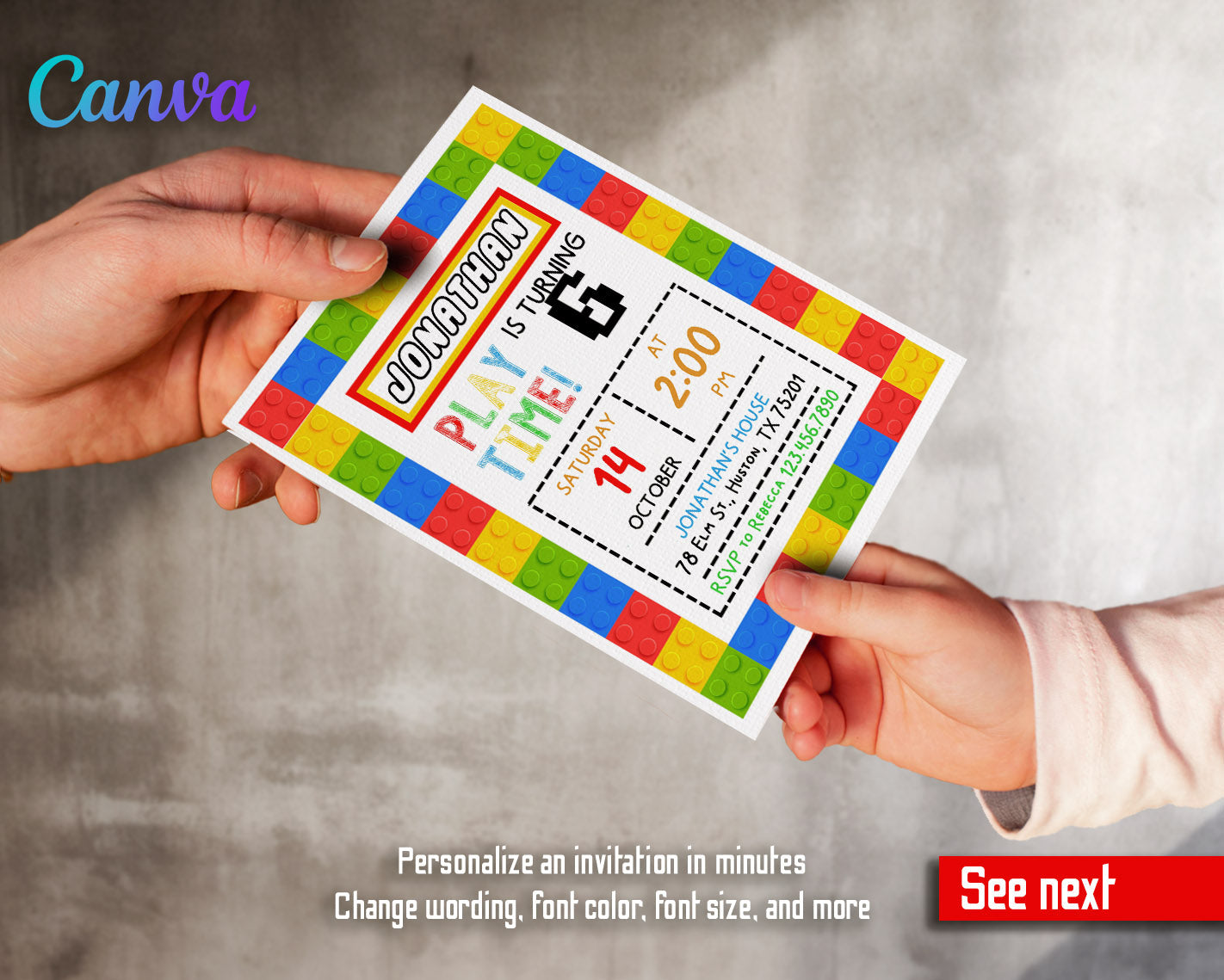 Lego customizable invitation template | Share or Print | | JY419