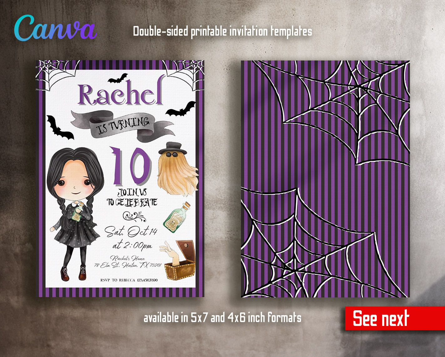 Wednesday Addams customizable invitation template | Share or Print | girl | HO875