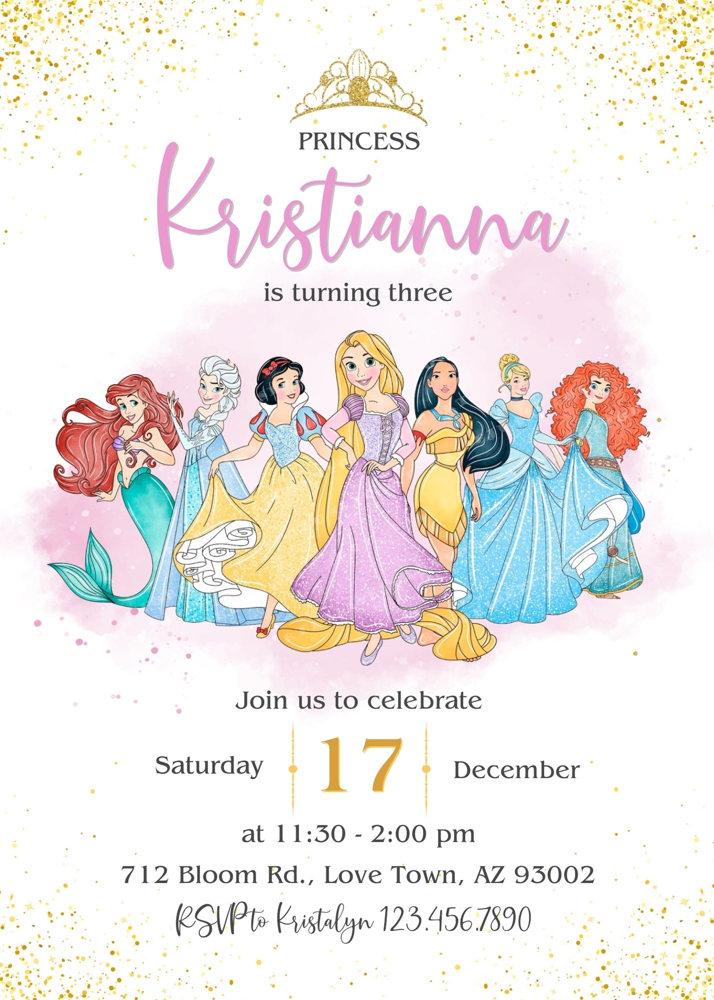 Disney Princess customizable invitation template | Share or Print | girl | OV746