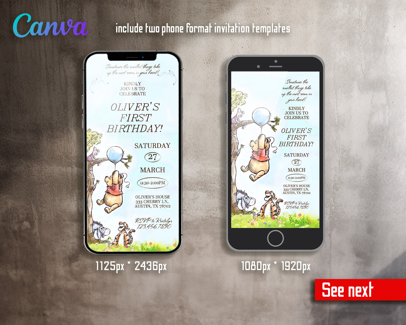 Winnie the Pooh customizable invitation template | Share or Print | | AF105