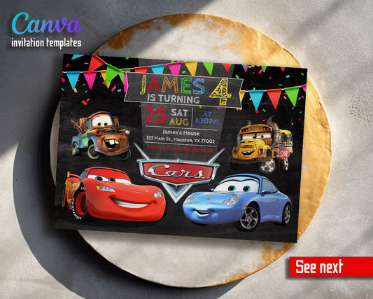 Cars Lightning McQueen customizable invitation template | Share or Print | boy | AE199