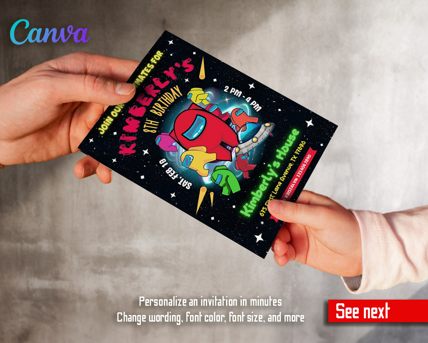 Among Us Gamer customizable invitation template | Share or Print | | GF151