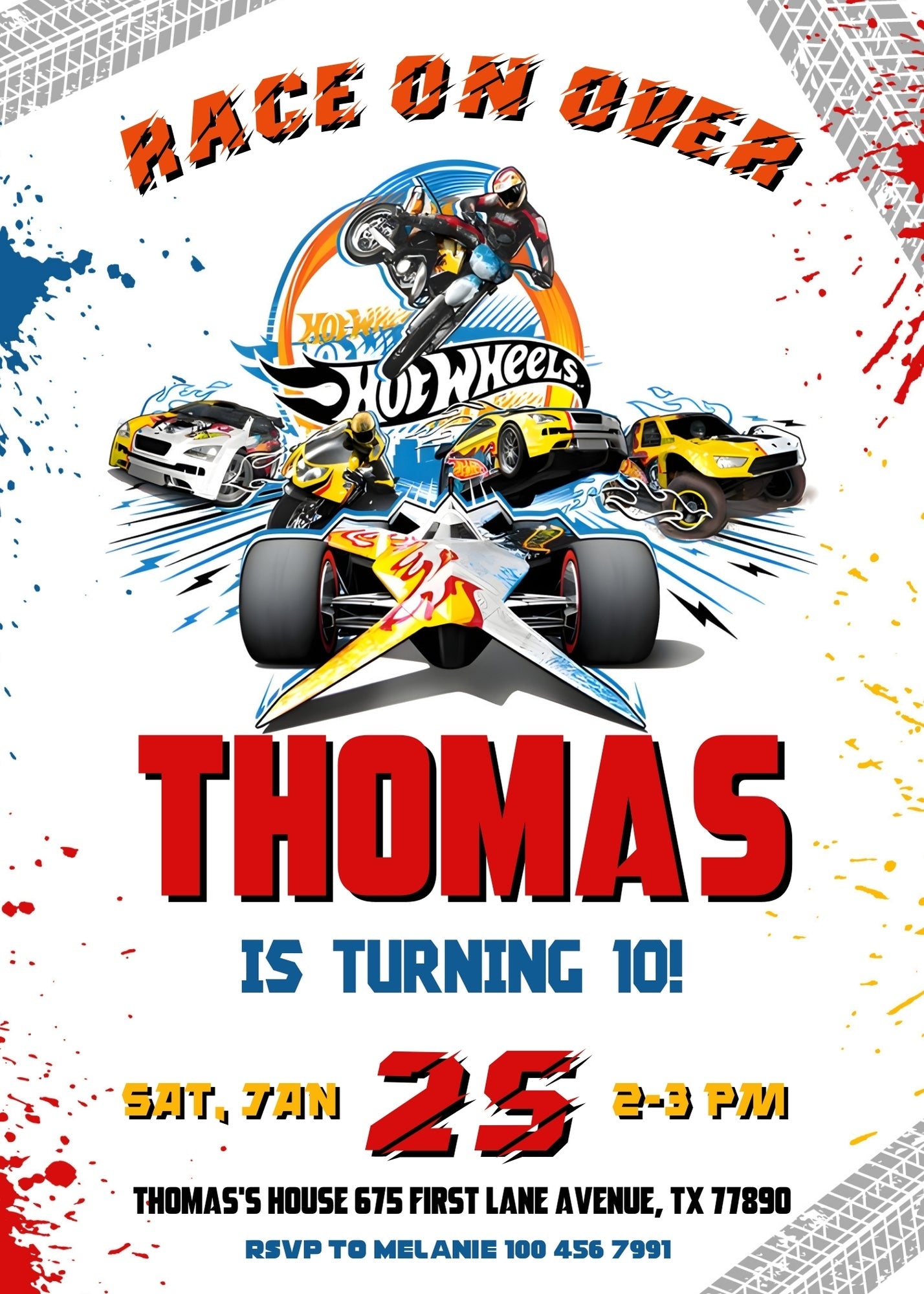 Hot Wheels Racing customizable invitation template | Share or Print | boy | WI682