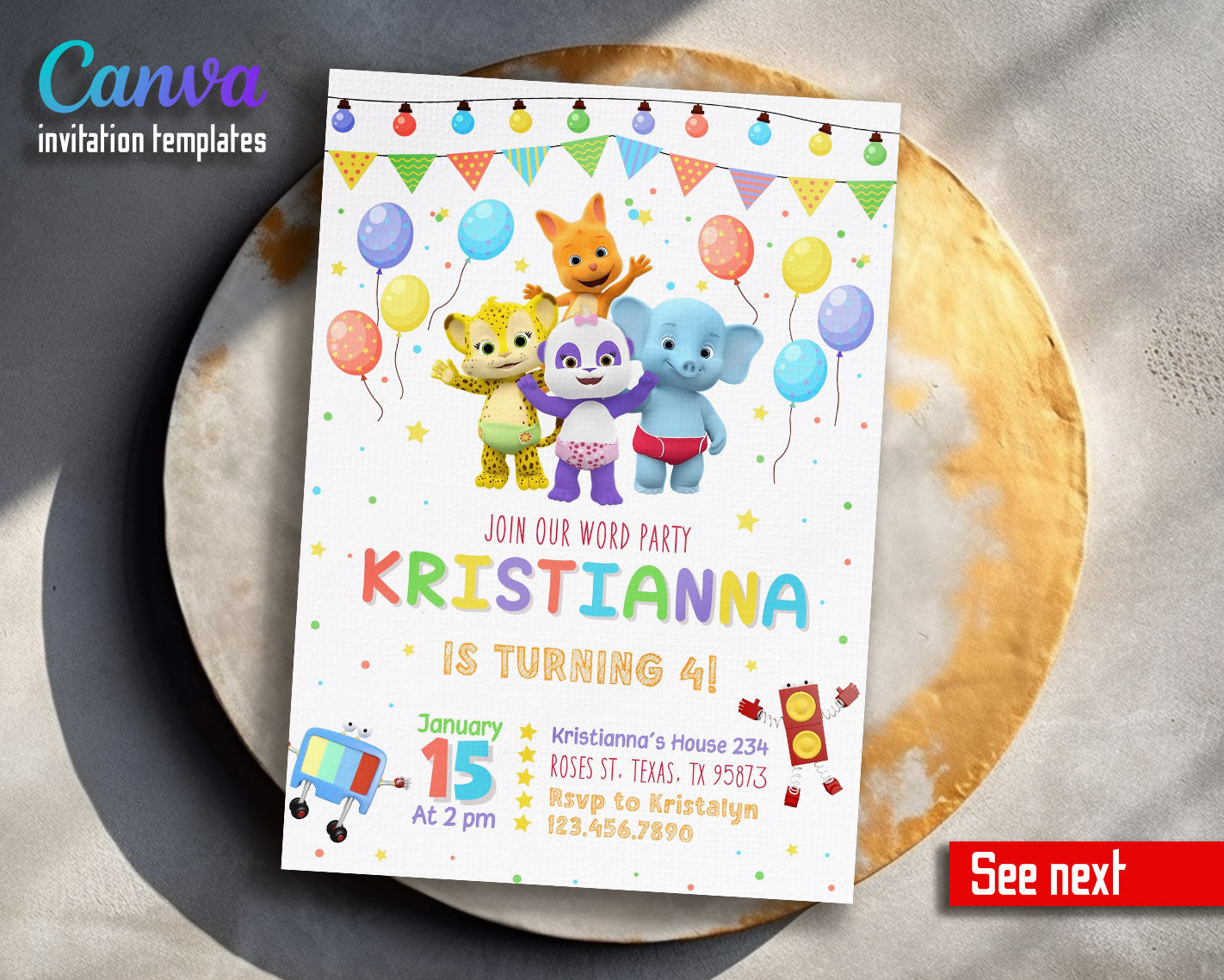 Word Party customizable invitation template | Share or Print | | IM216