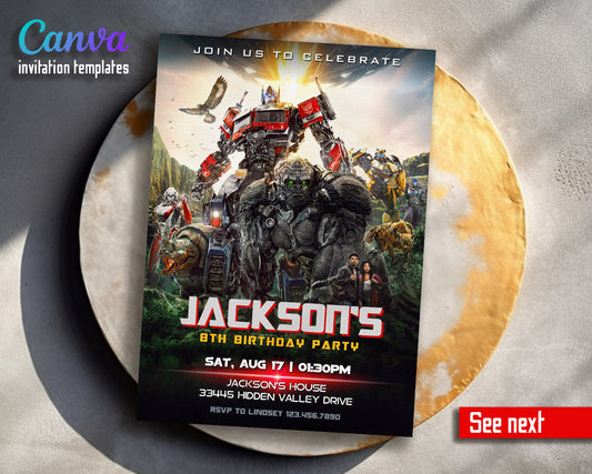 Transformers Rescue Bots  customizable invitation template | Share or Print | boy | CG549