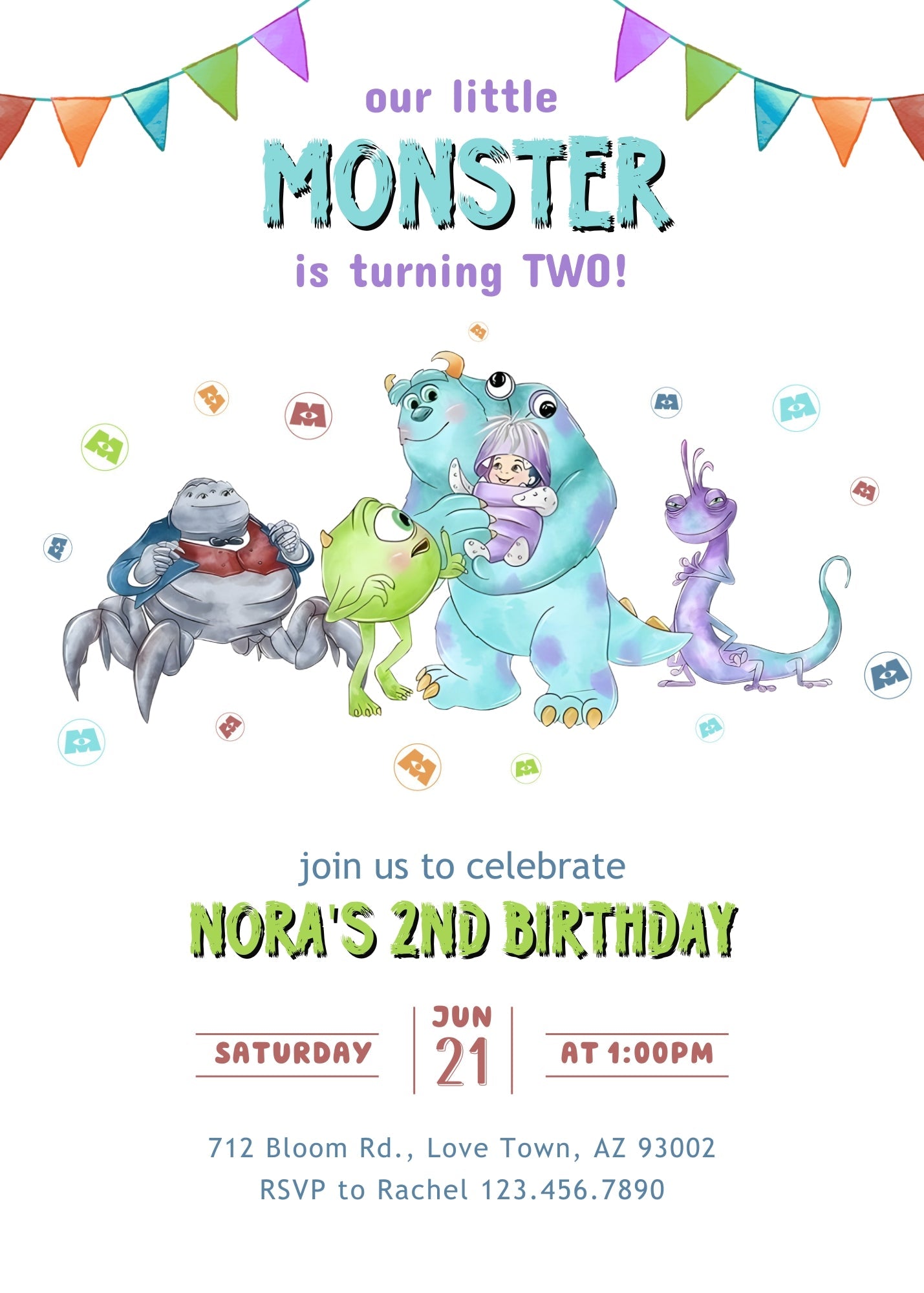 Monsters, Inc. customizable invitation template | Share or Print | | KU316