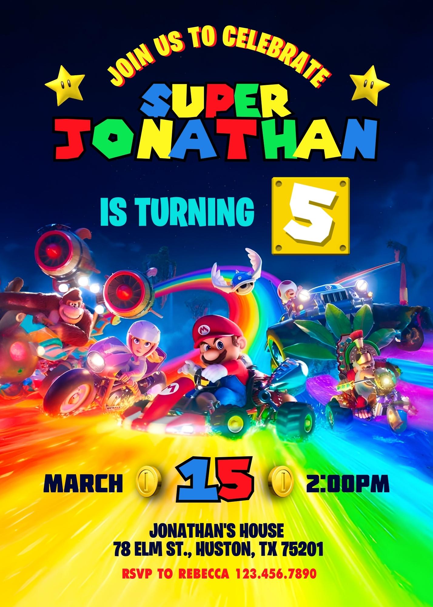 Super Mario Bros customizable invitation template | Share or Print | | UQ473