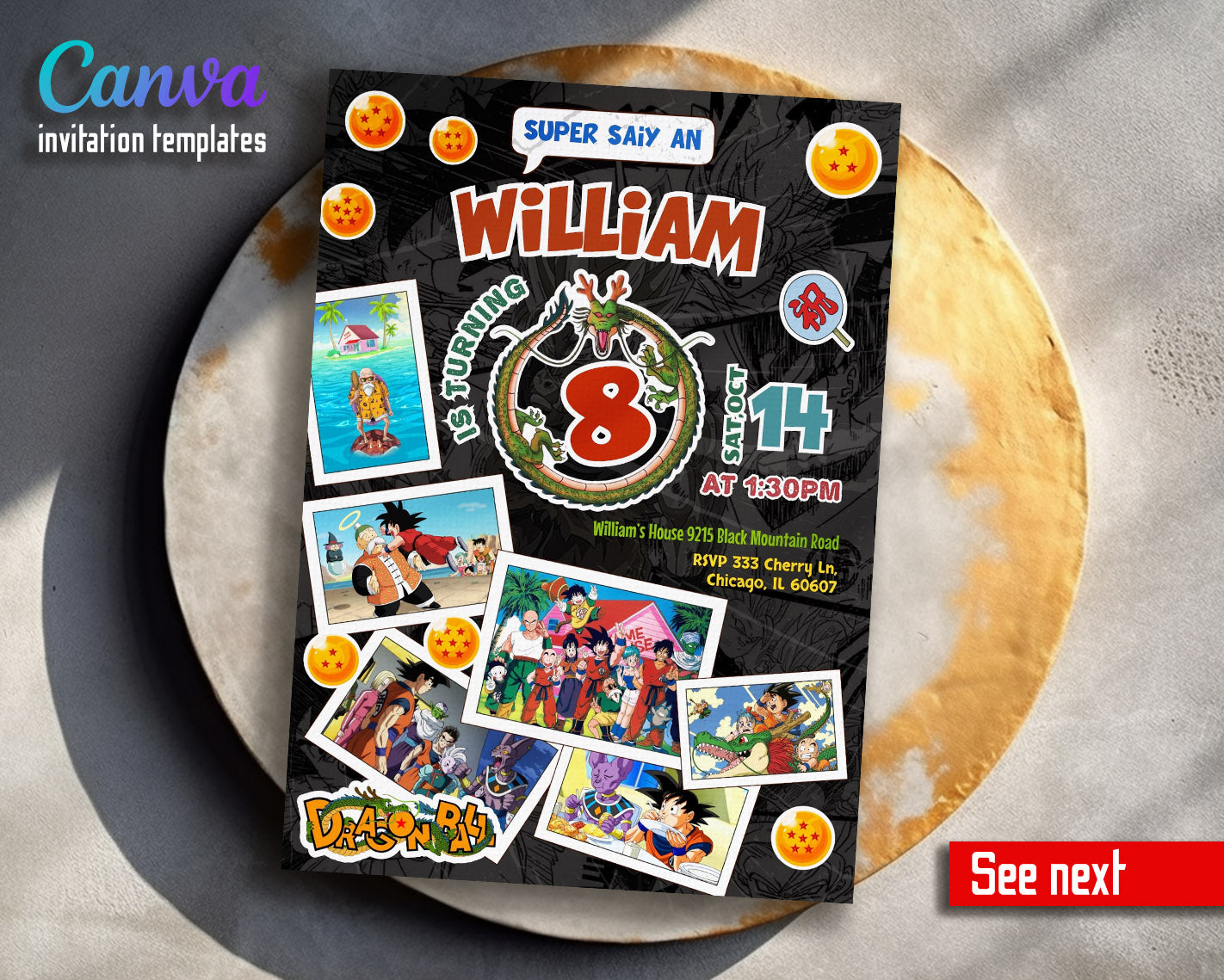 Dragon Ball Z Anime customizable invitation template | Share or Print | boy | SU449