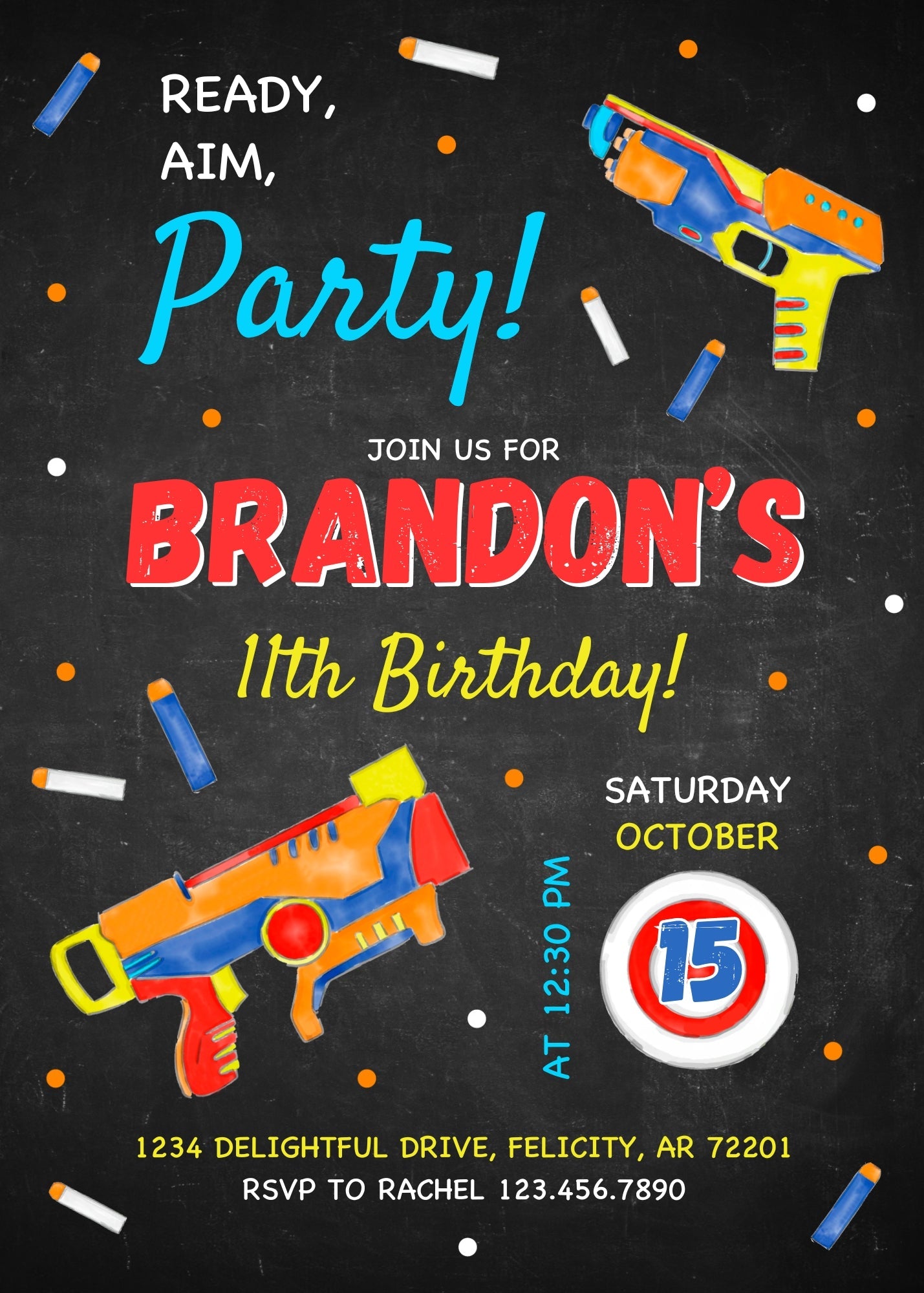 NERF Dart Wars customizable invitation template | Share or Print | boy | RQ706