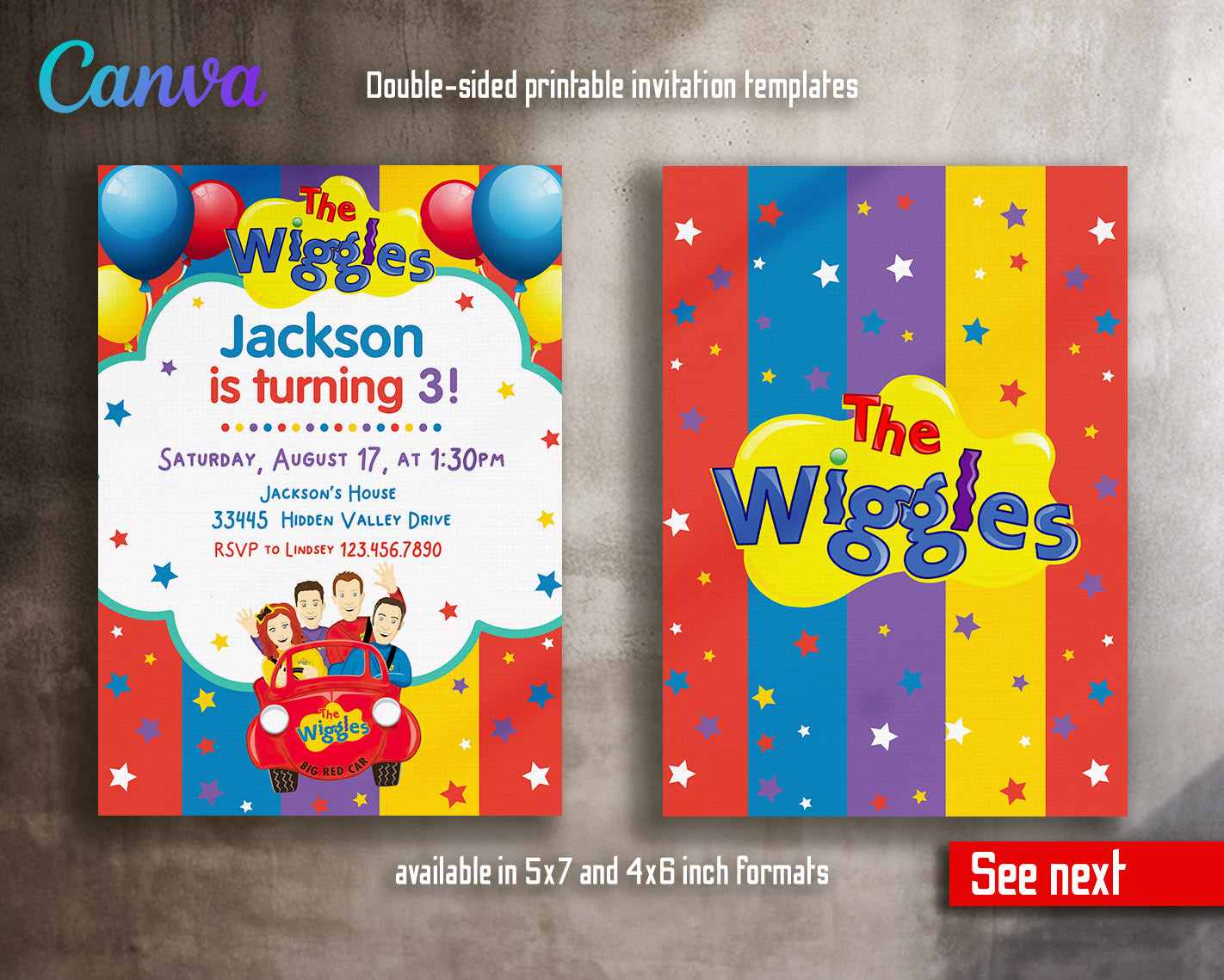 Wiggles One Finger One Thumb customizable invitation template | Share or Print | | BA069