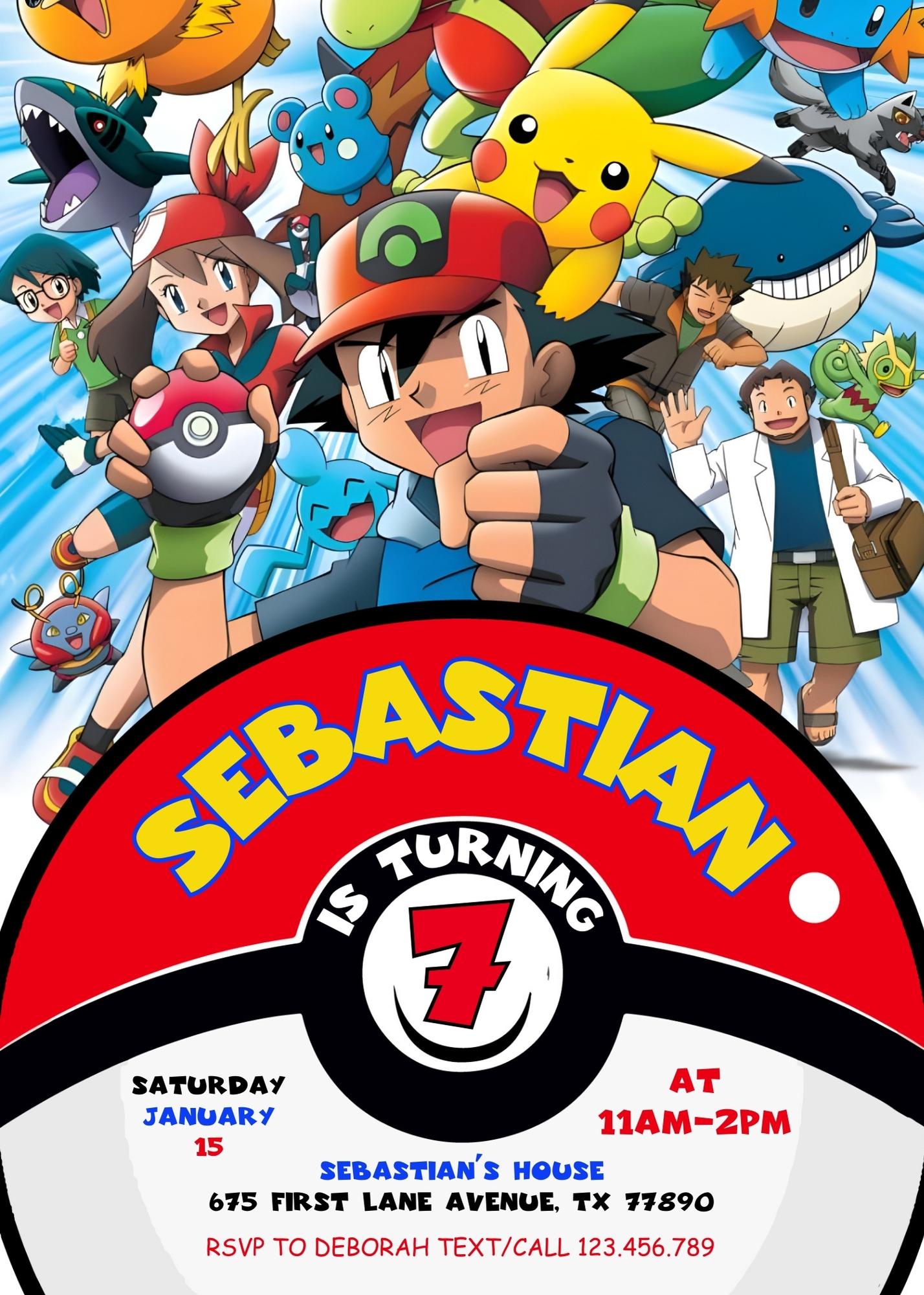 Pokemon Pikachu customizable invitation template | Share or Print | | RX297