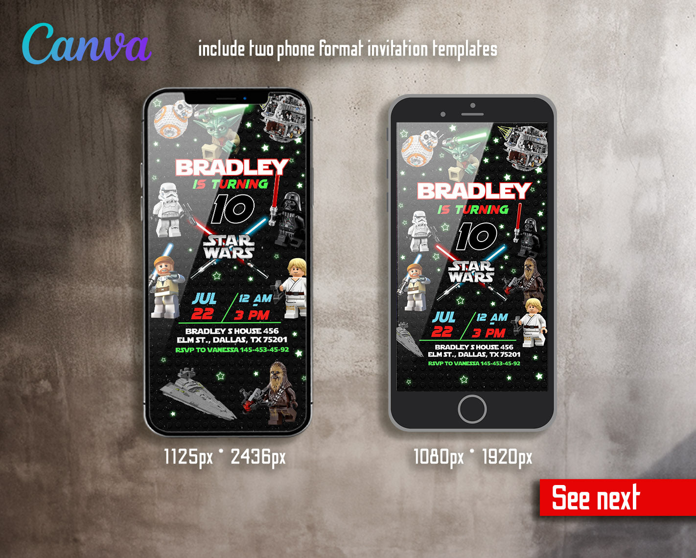 Star Wars Darth Vader Lego Minifigures customizable invitation template | Share or Print | | GG694